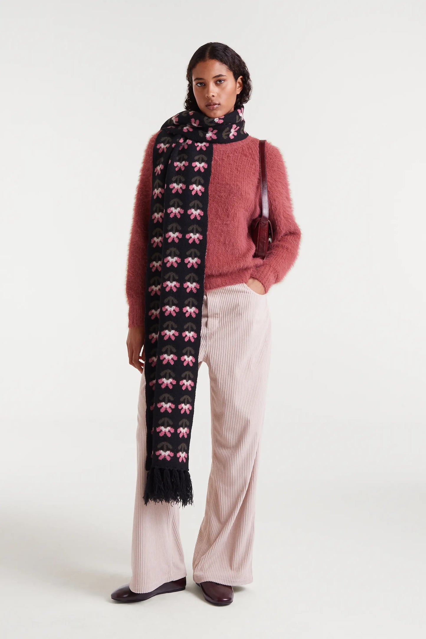 Pantaloni dritti in velluto a coste bianco