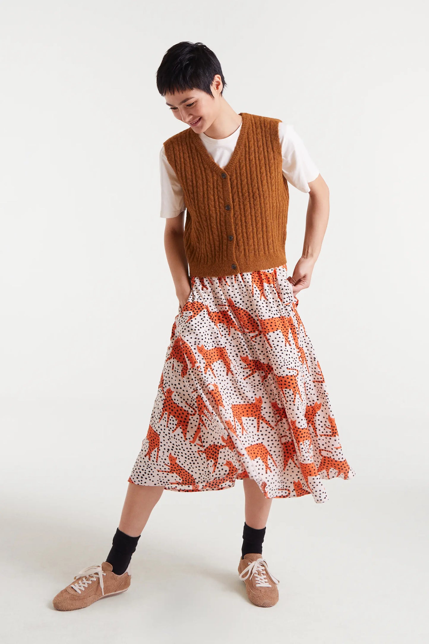 Gonna midi con stampa Tano