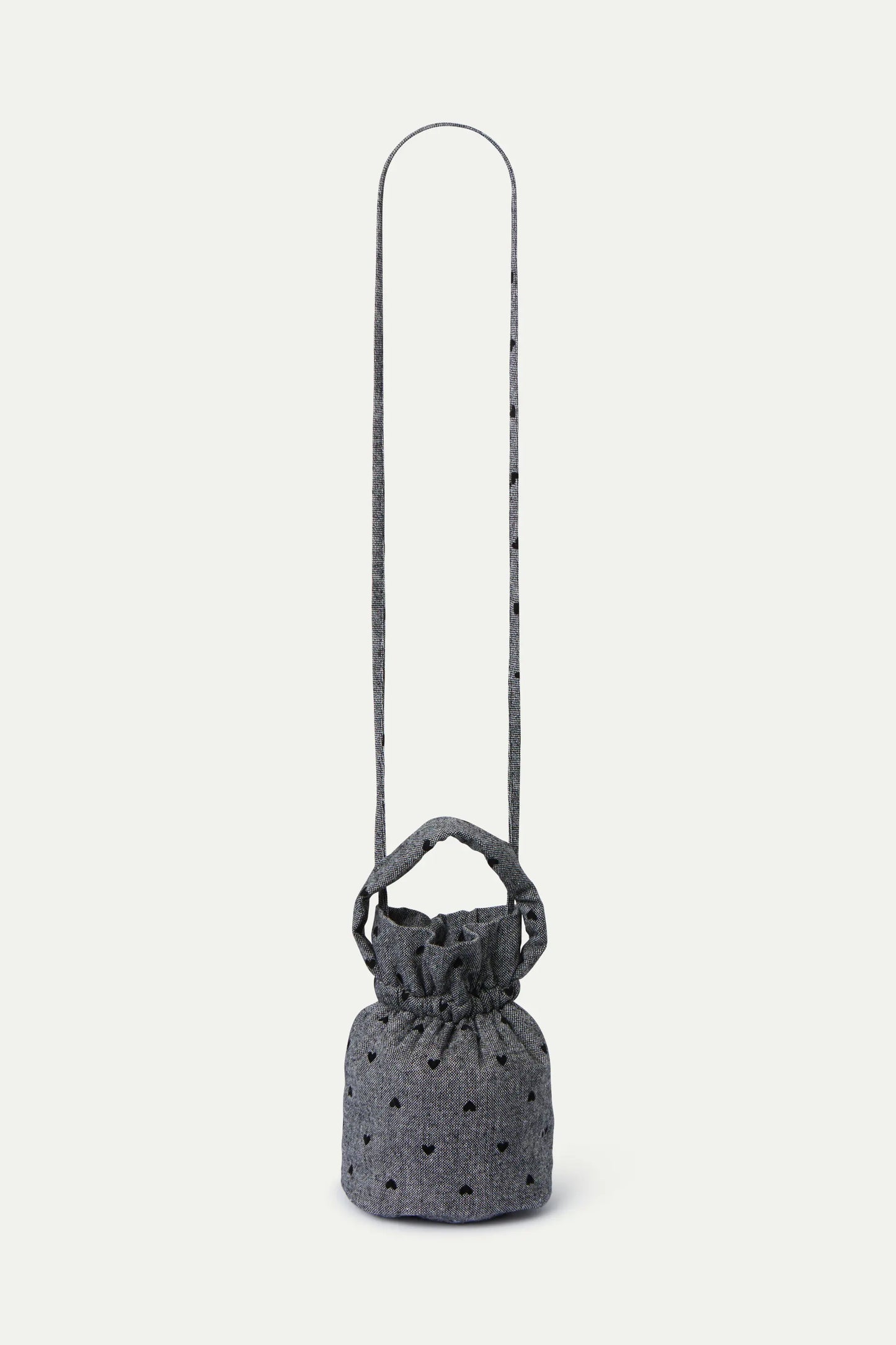 Black heart print tweed handbag