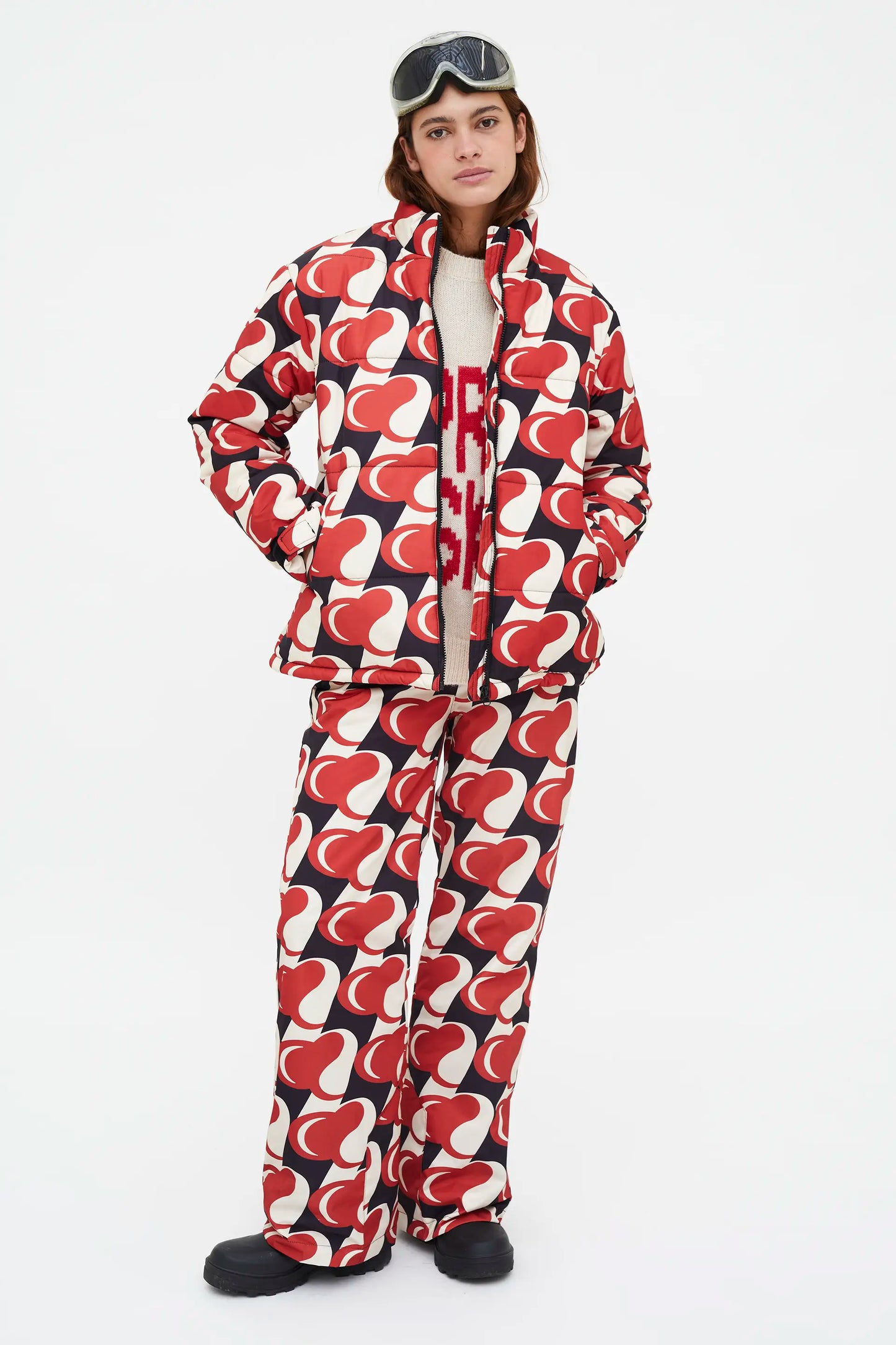 Heart Attack print Ski Coat