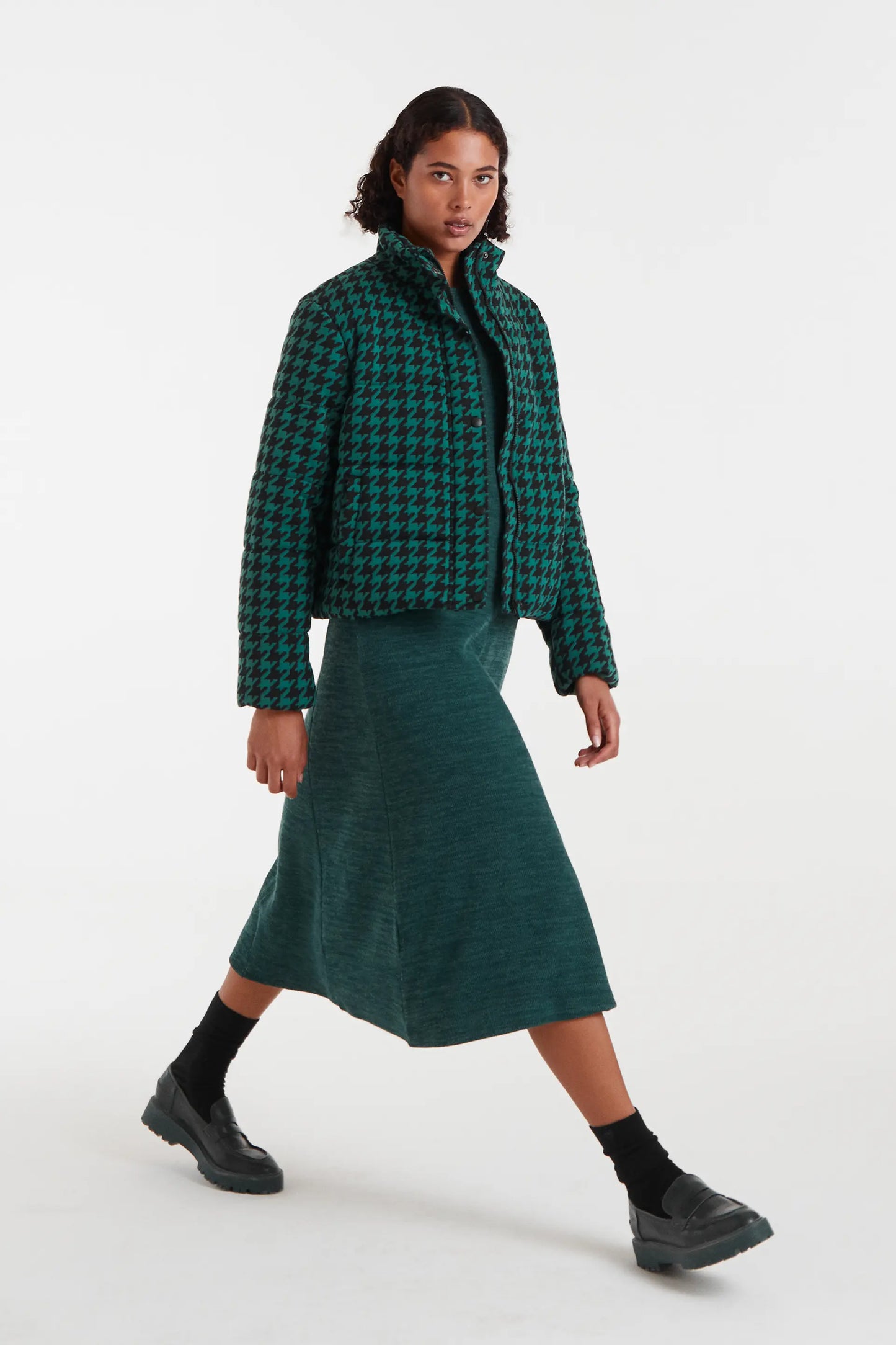 Abito midi in maglia a coste verde