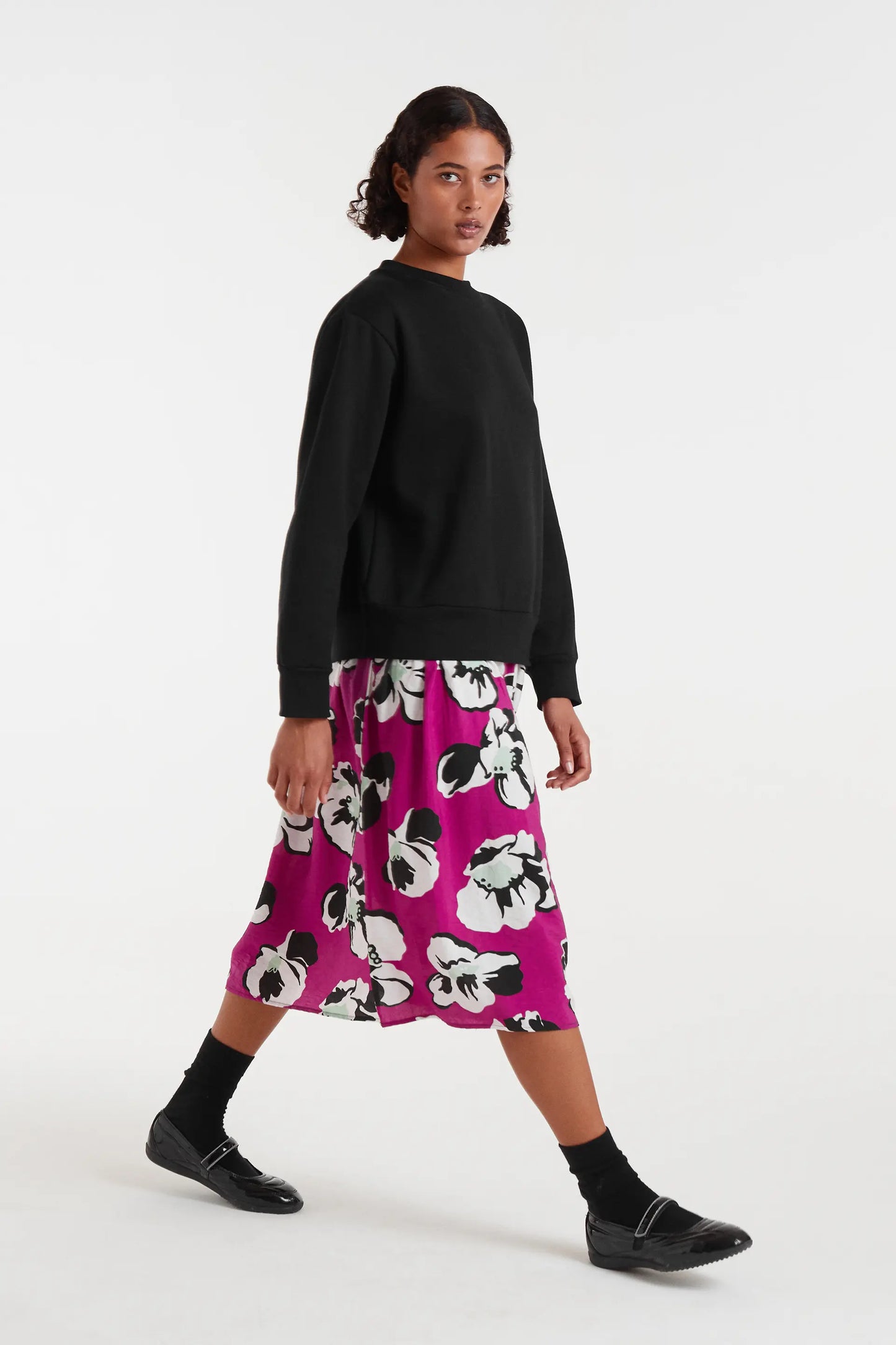 Abito midi con stampa Vivid Viola