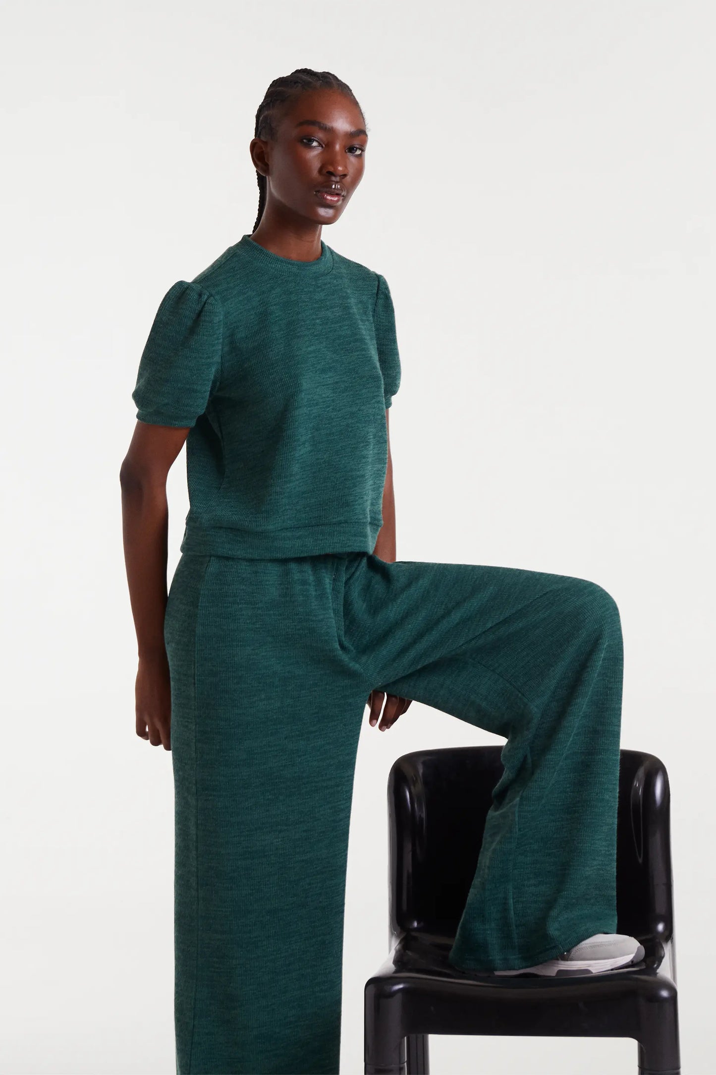 Camiseta punto canalé verde