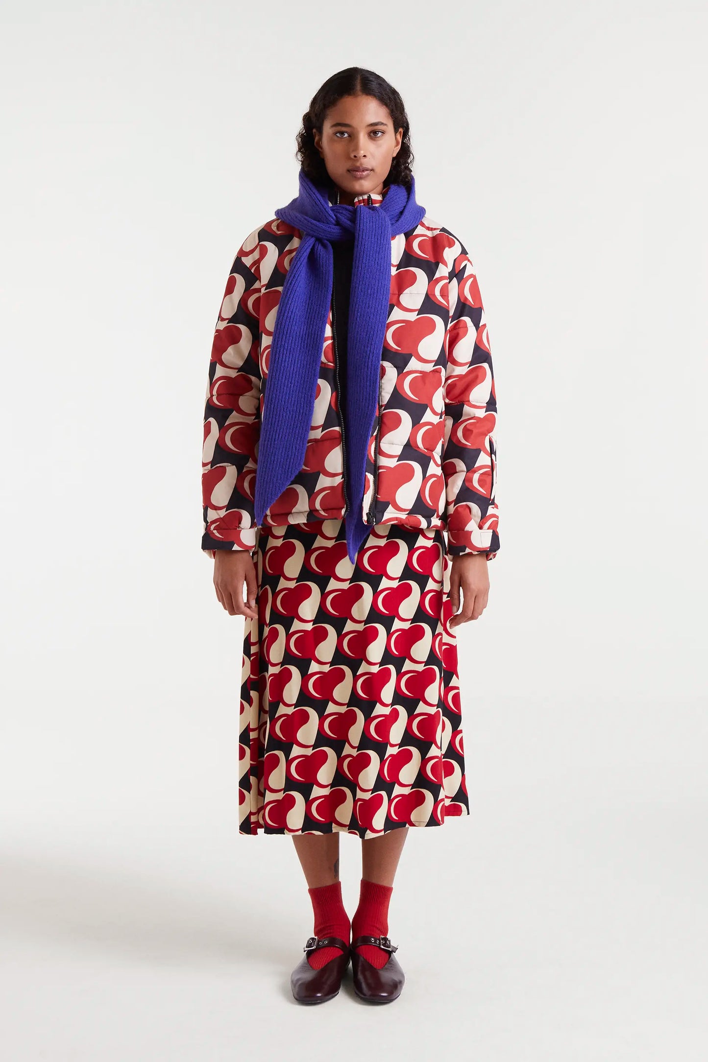 Heart Attack print midi skirt