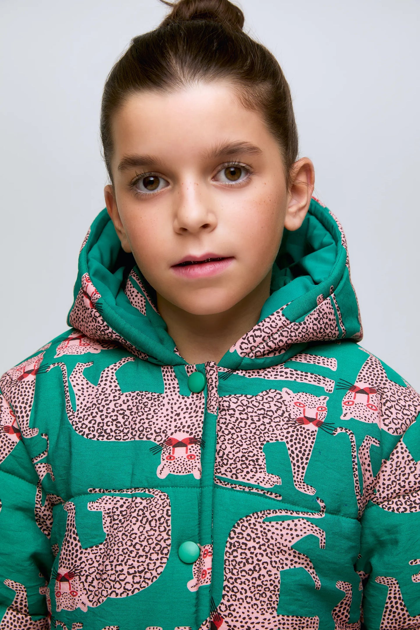 Onca print padded girl's coat