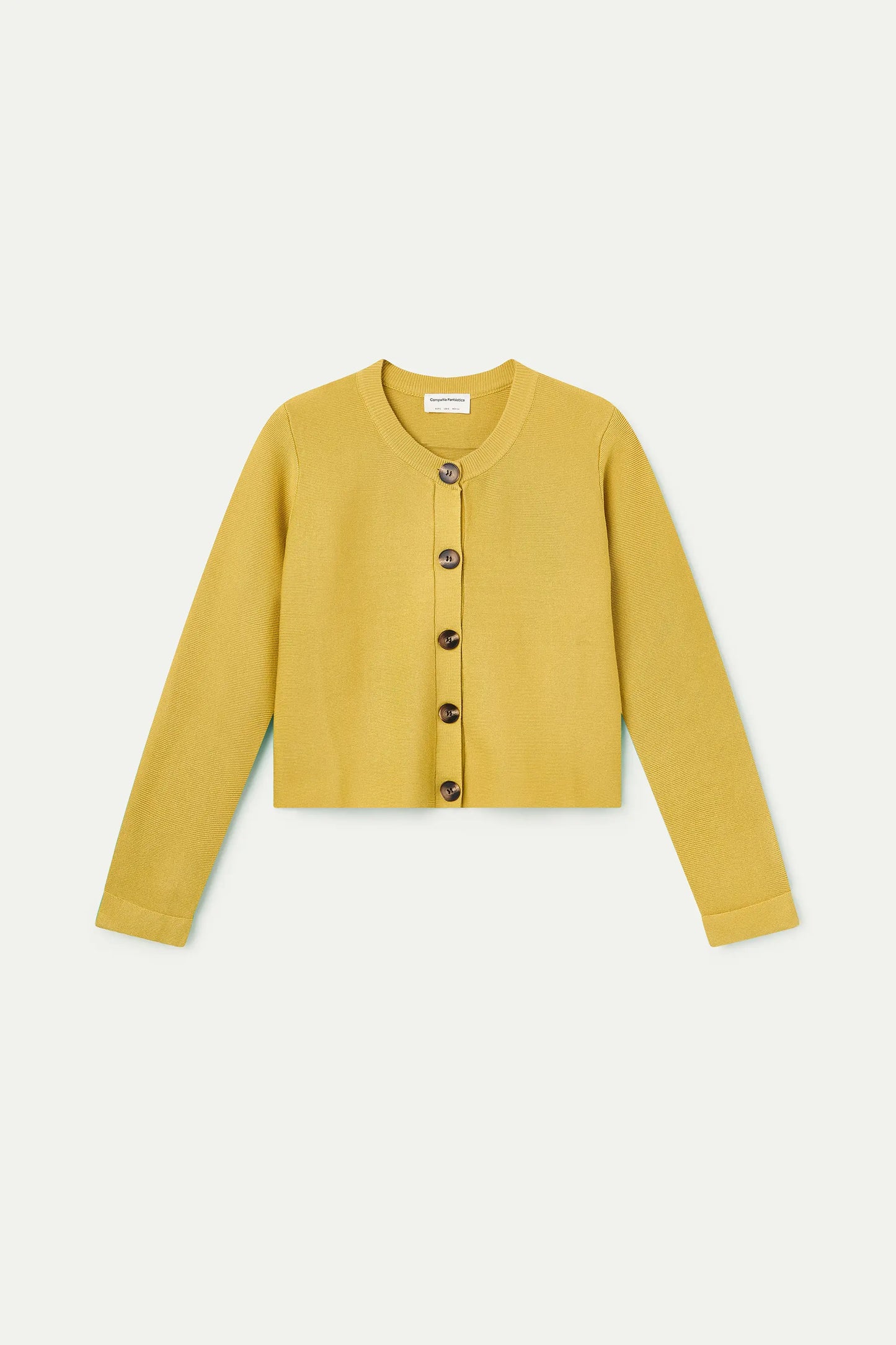 Cárdigan punto amarillo con botones grandes
