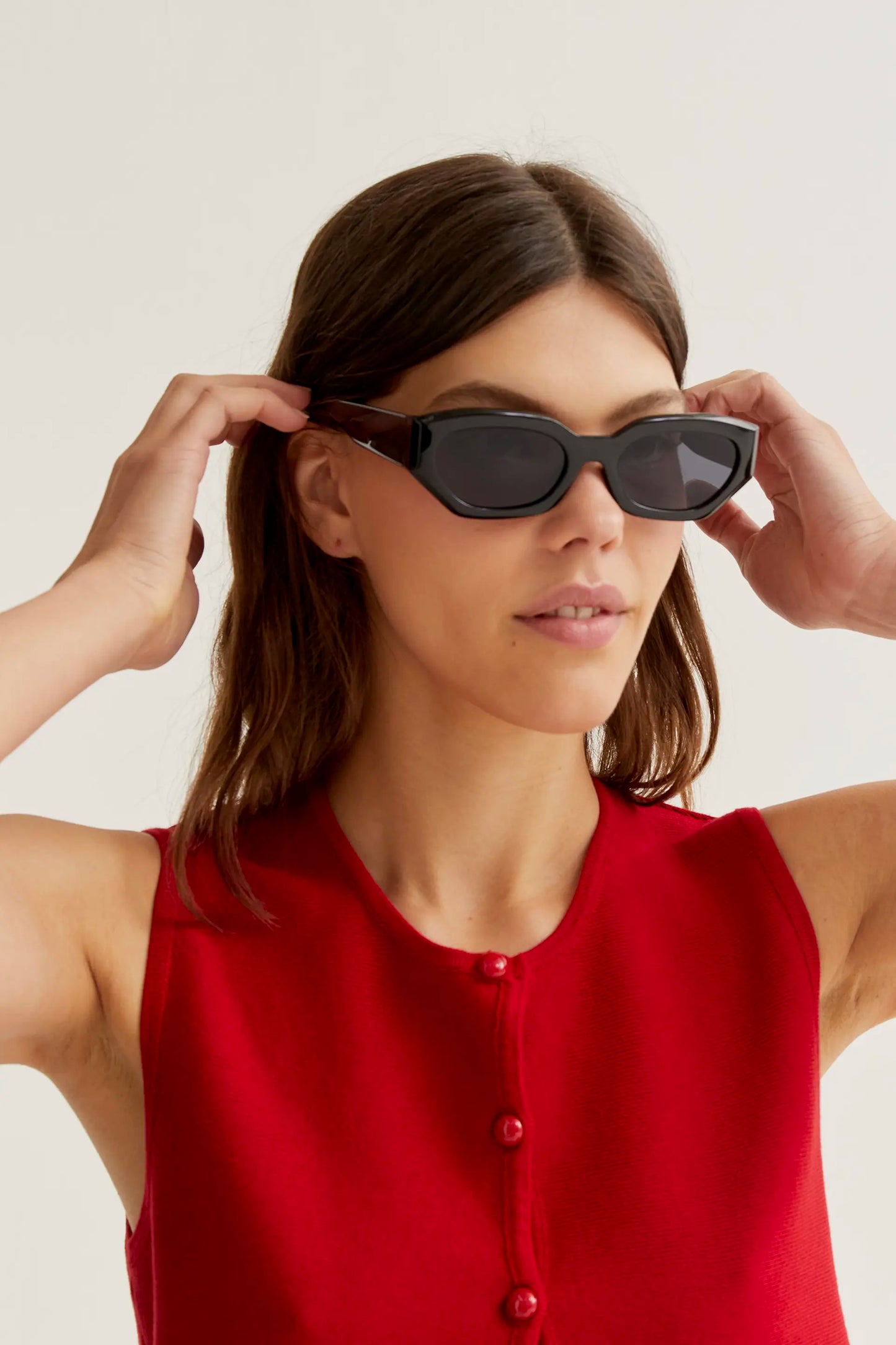 Top chaleco punto rojo