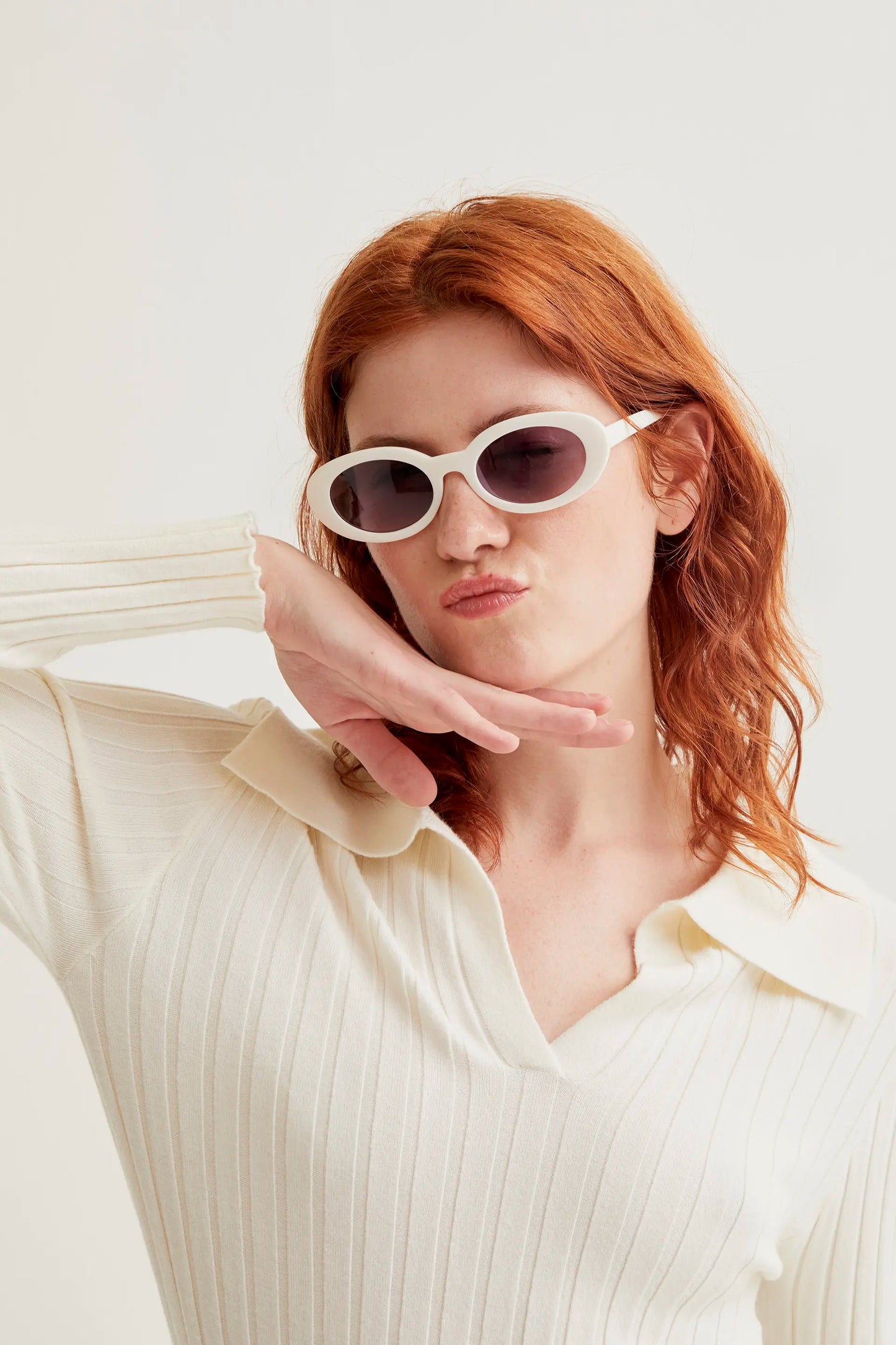 Jersey de punto blanco roto