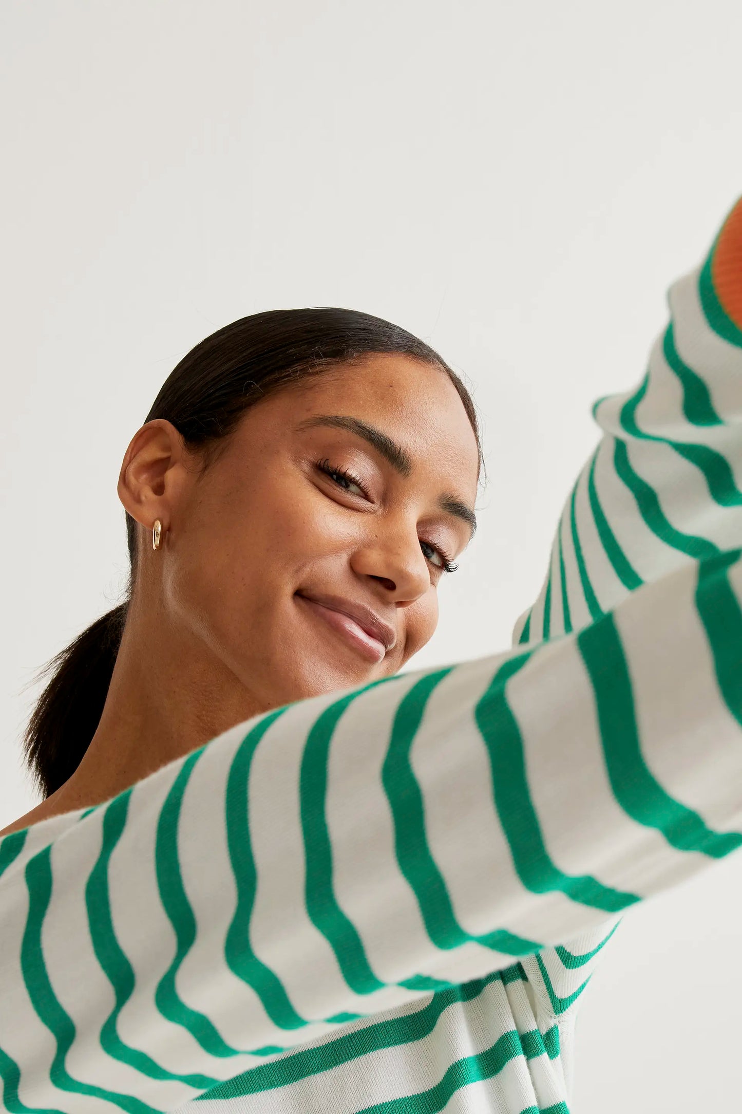 Jersey de punto con estampado de rayas blanco y verde