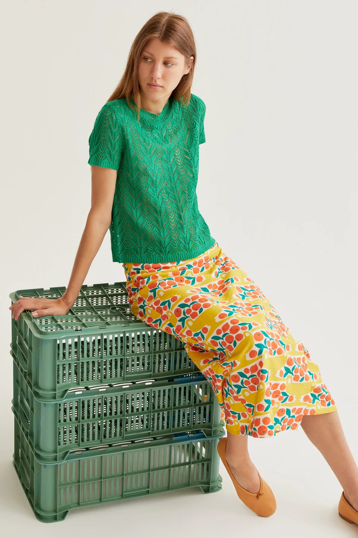 Falda midi con estampado Citrus