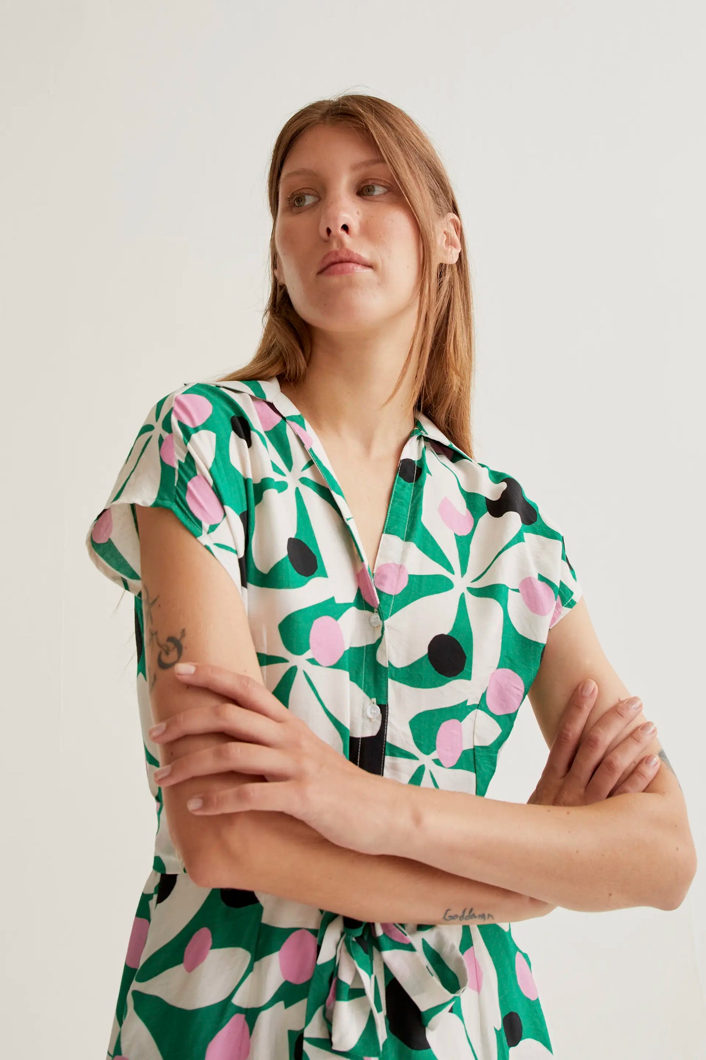 Vestido largo con estampado Hosta