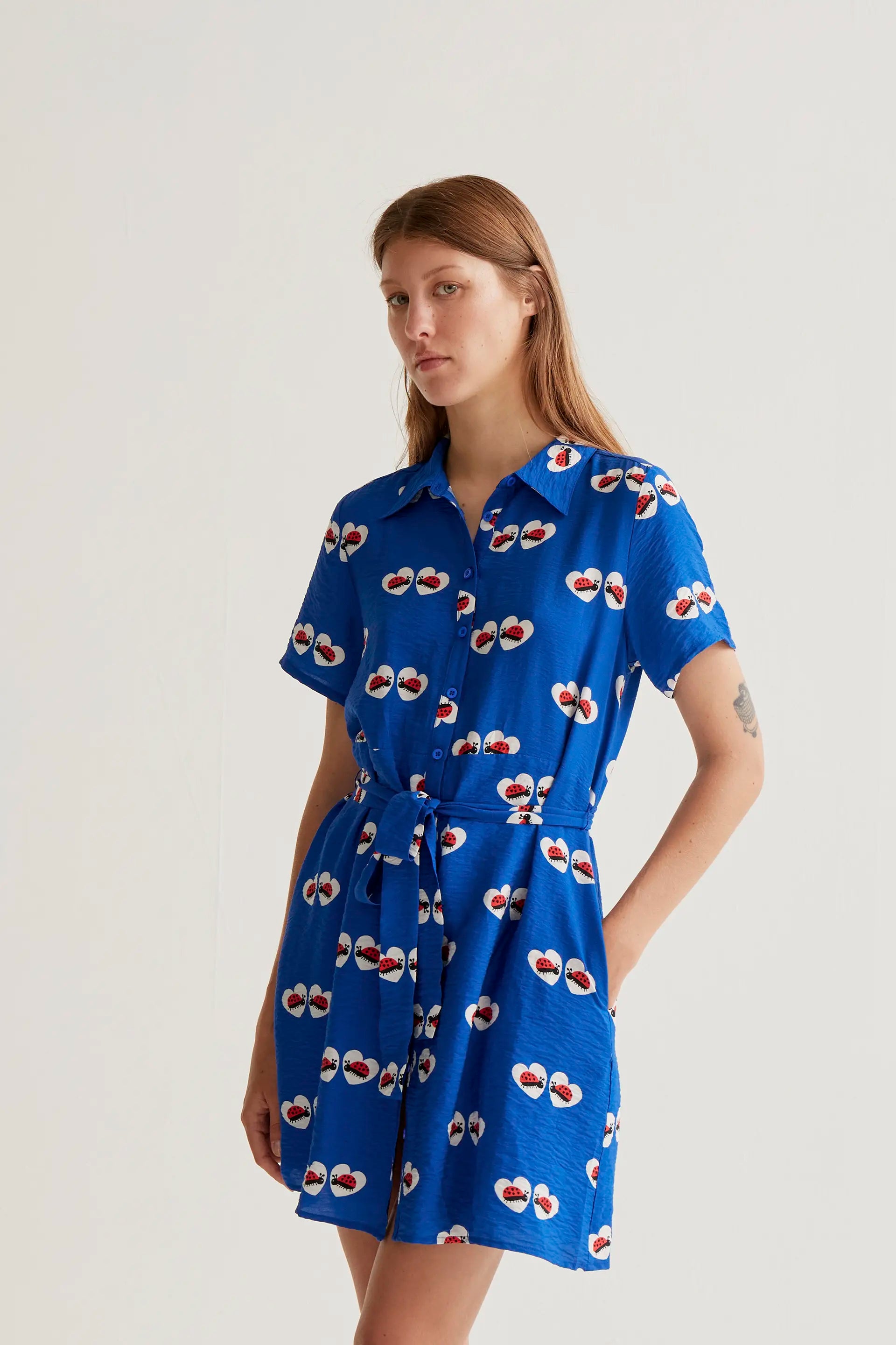 Short dress with ladybug print