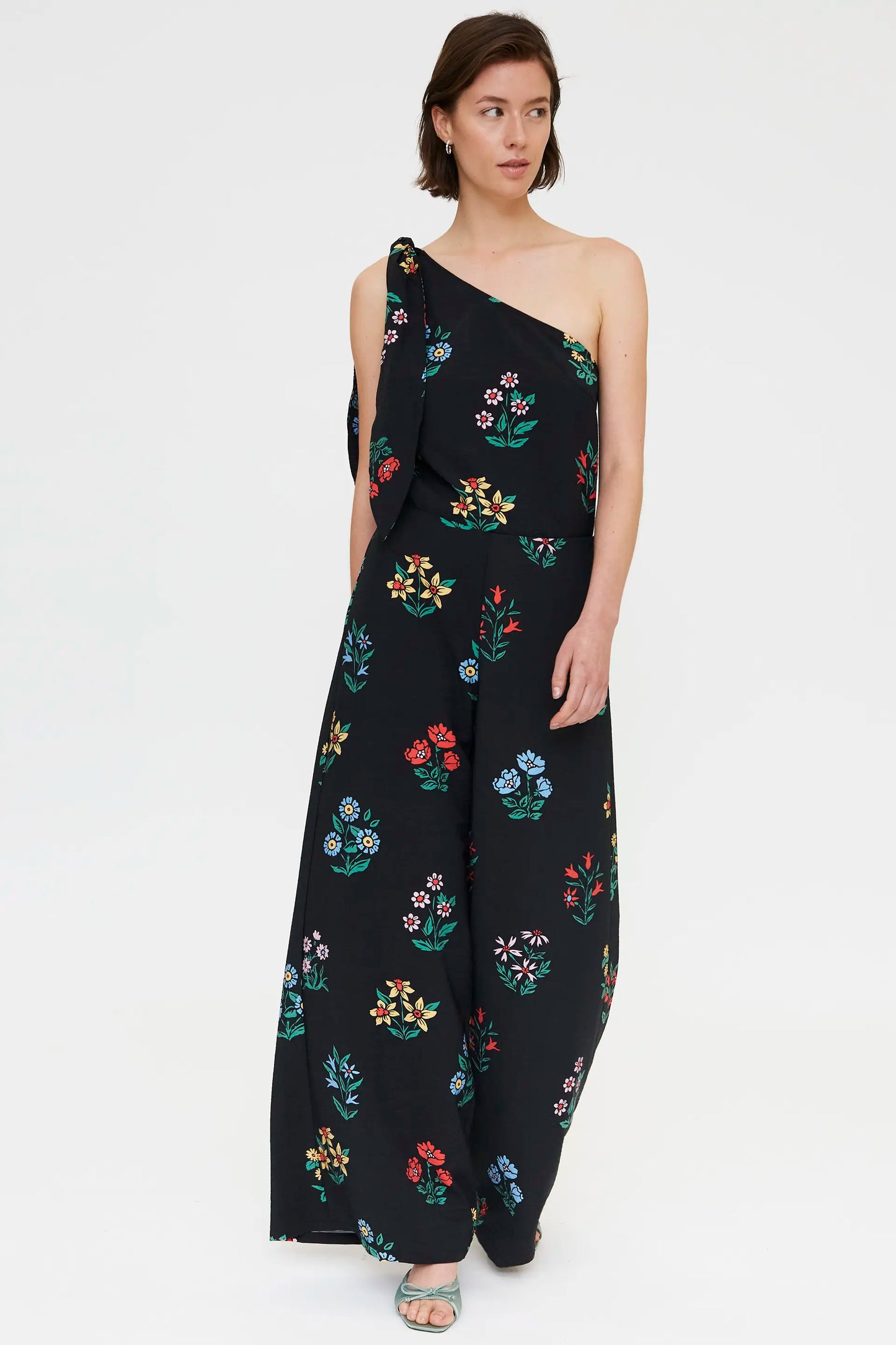 Asymmetrical top with Multicolor Gardener print