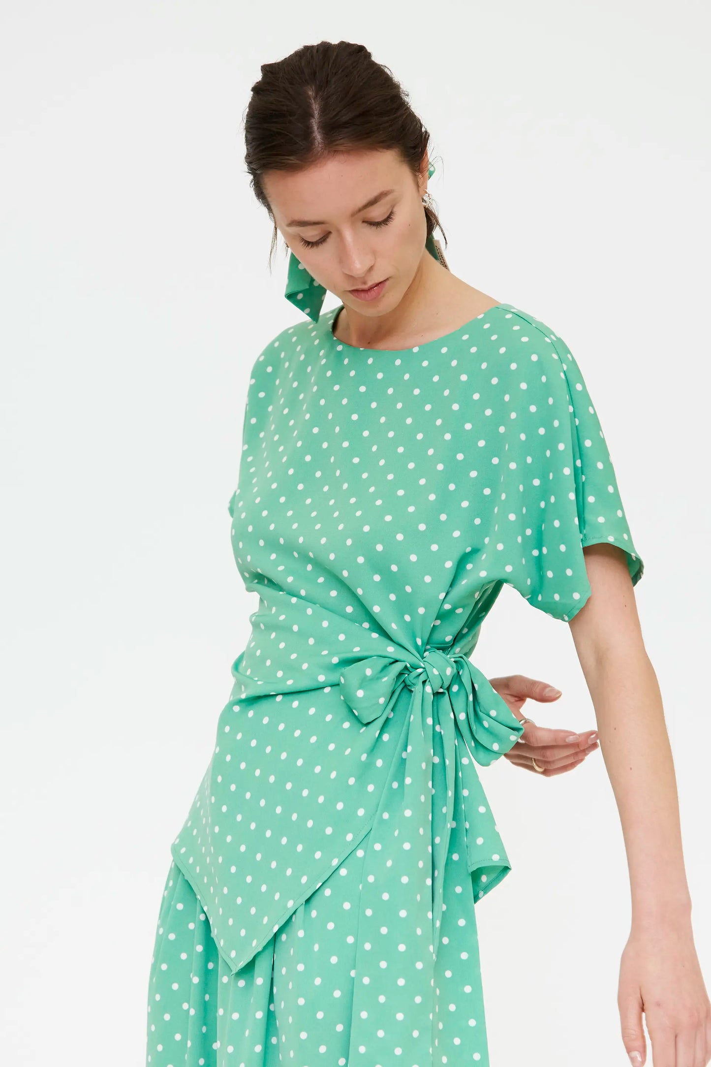 Top con stampa a mini pois verdi