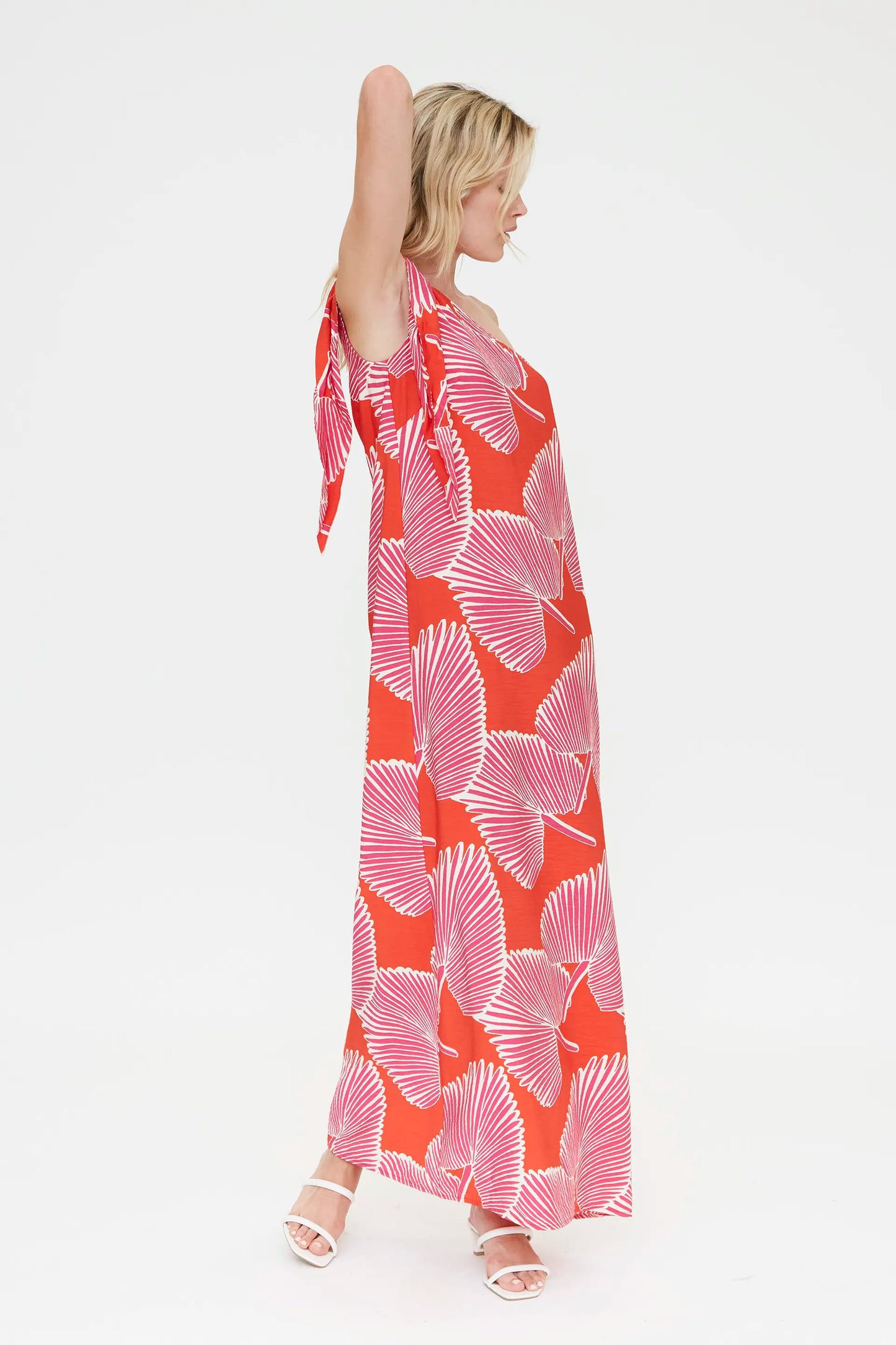 Abito lungo con stampa di palme