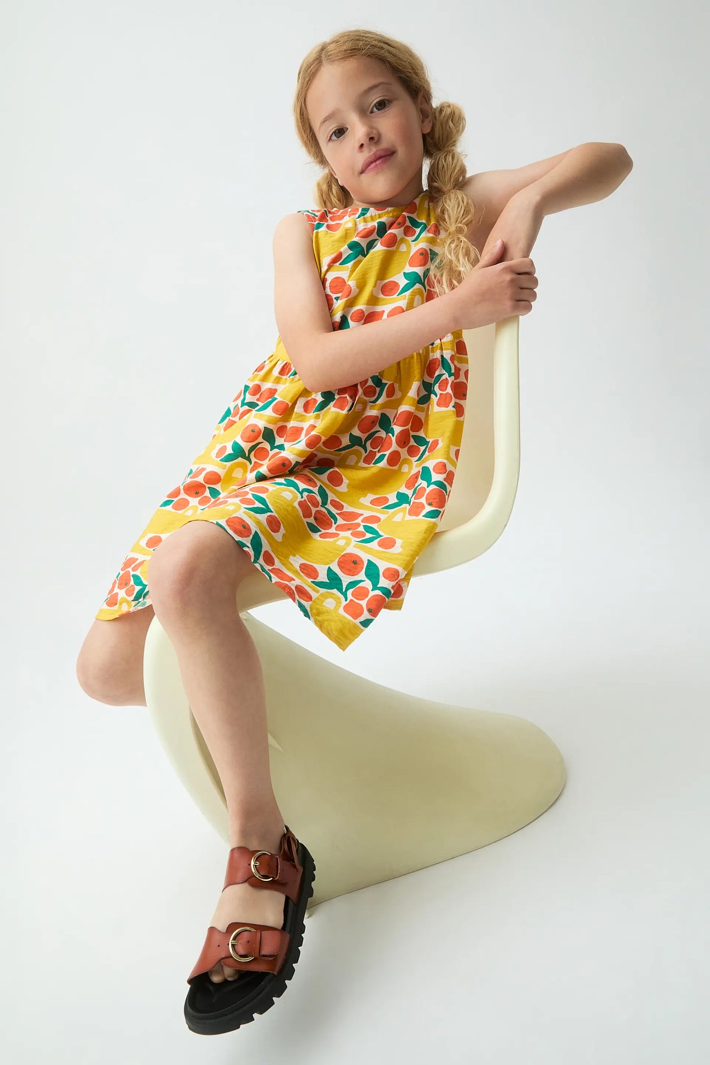 Short dress for girls with Citrus print