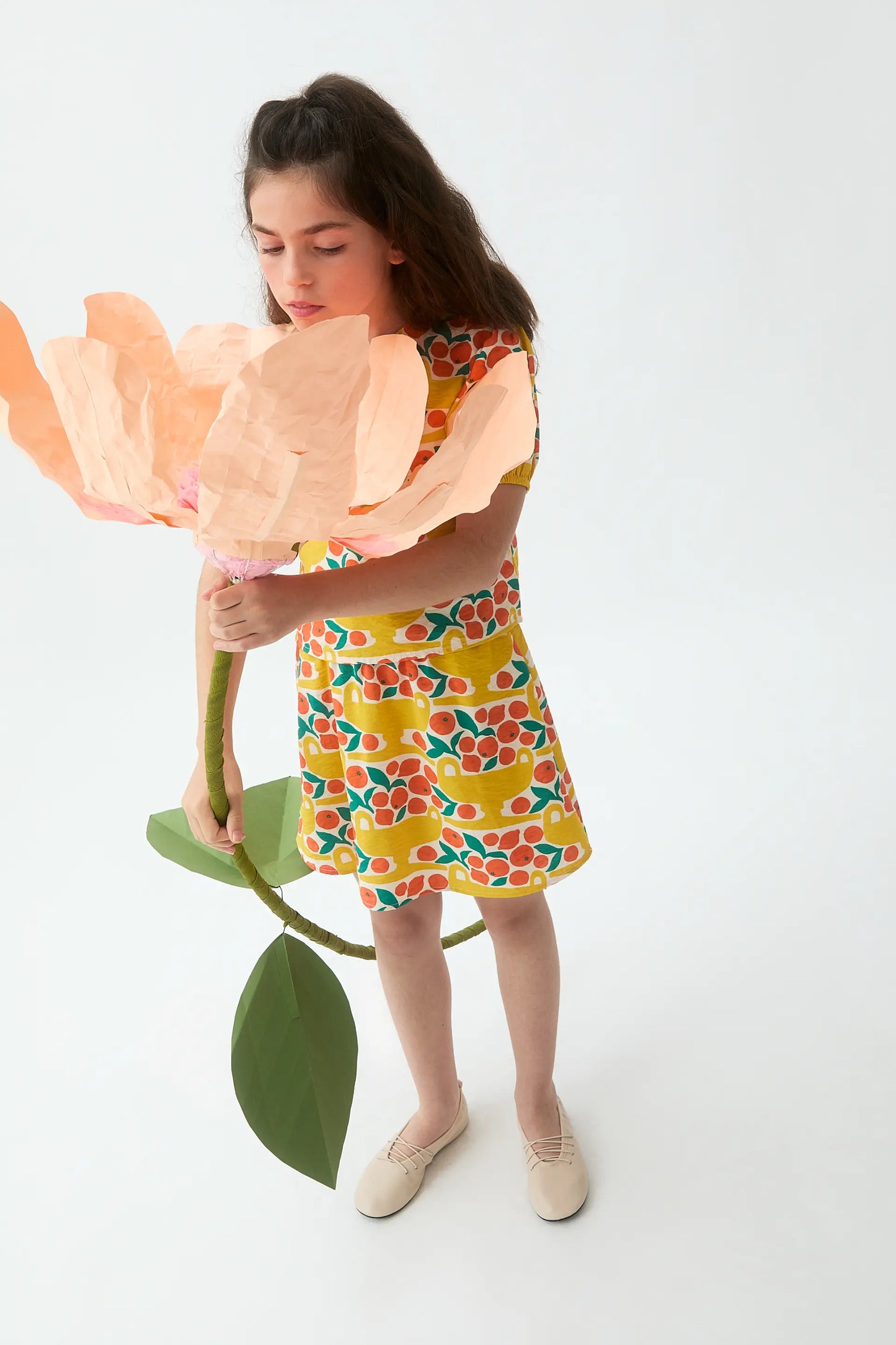 Gonna corta da bambina con stampa Citrus