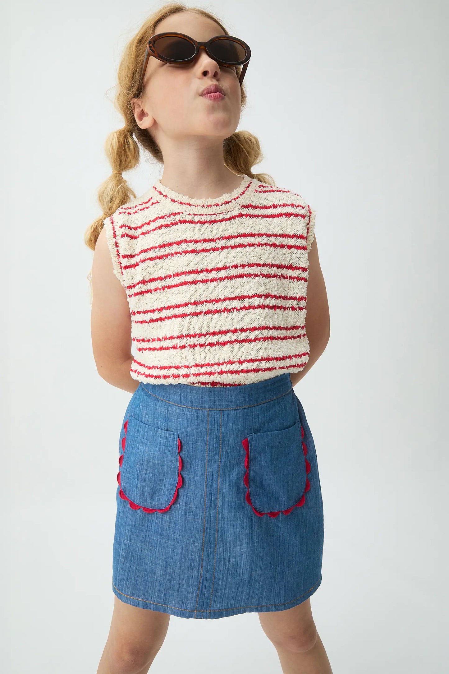 Falda corta de niña 100% algodón Chambray