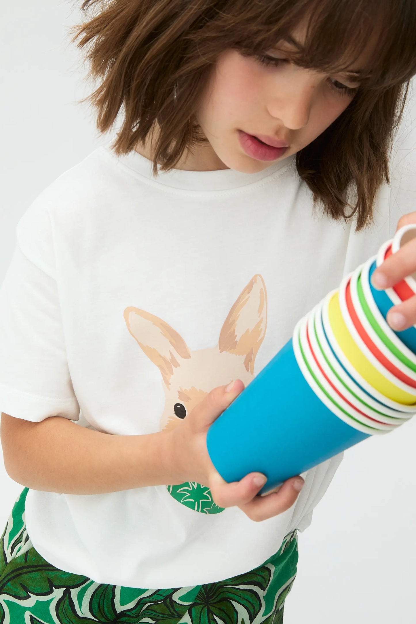 Girl's T-shirt with Bunny Print