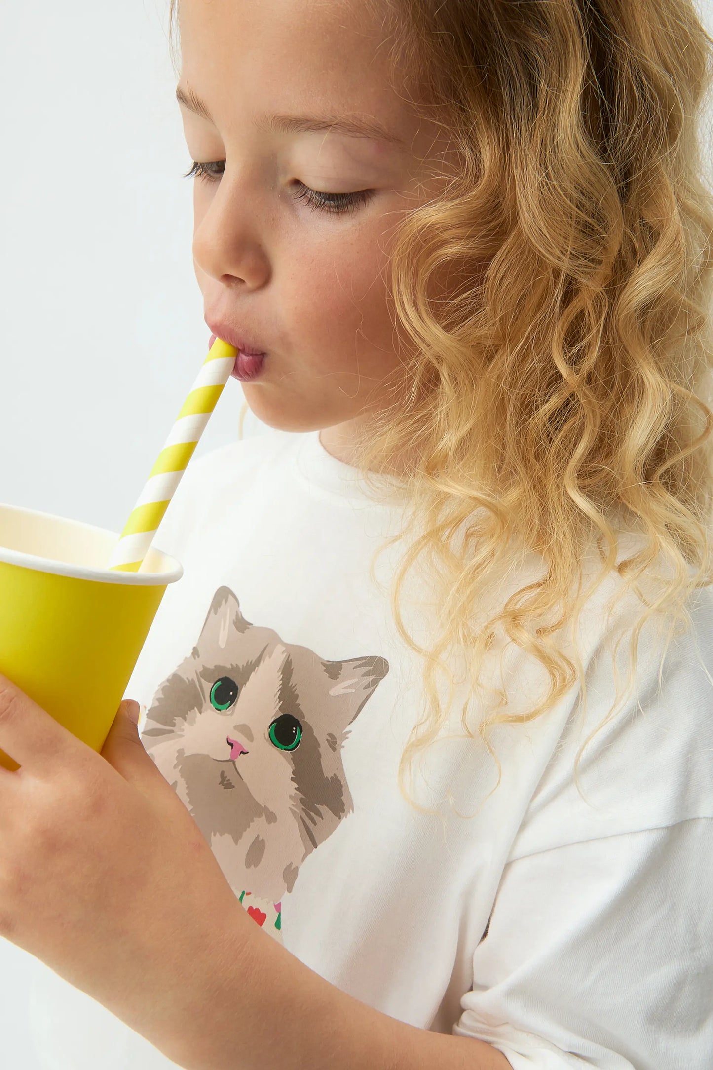 T-shirt da bambina con stampa Gattino