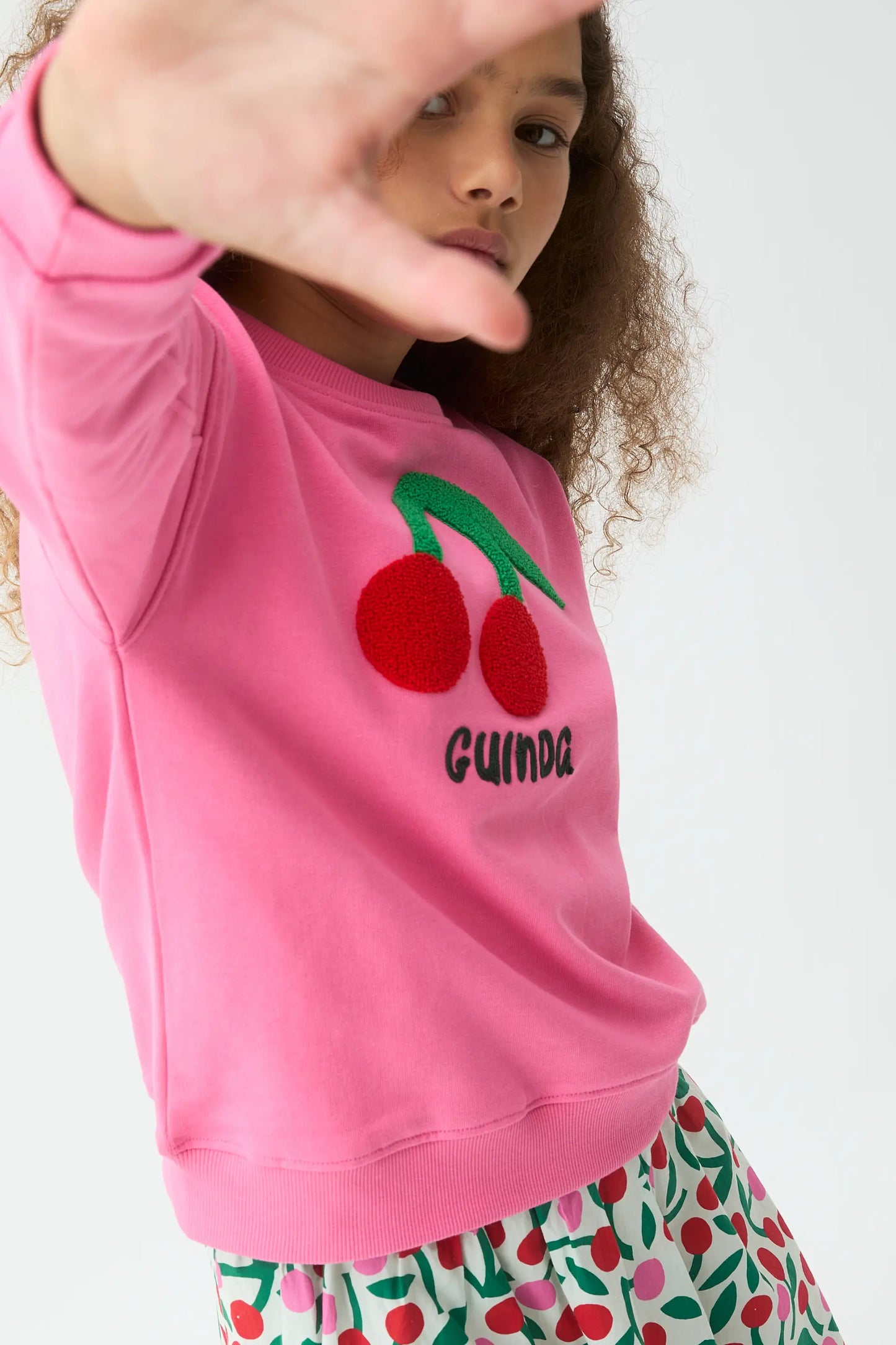 Girl's sweatshirt with cherry patch
