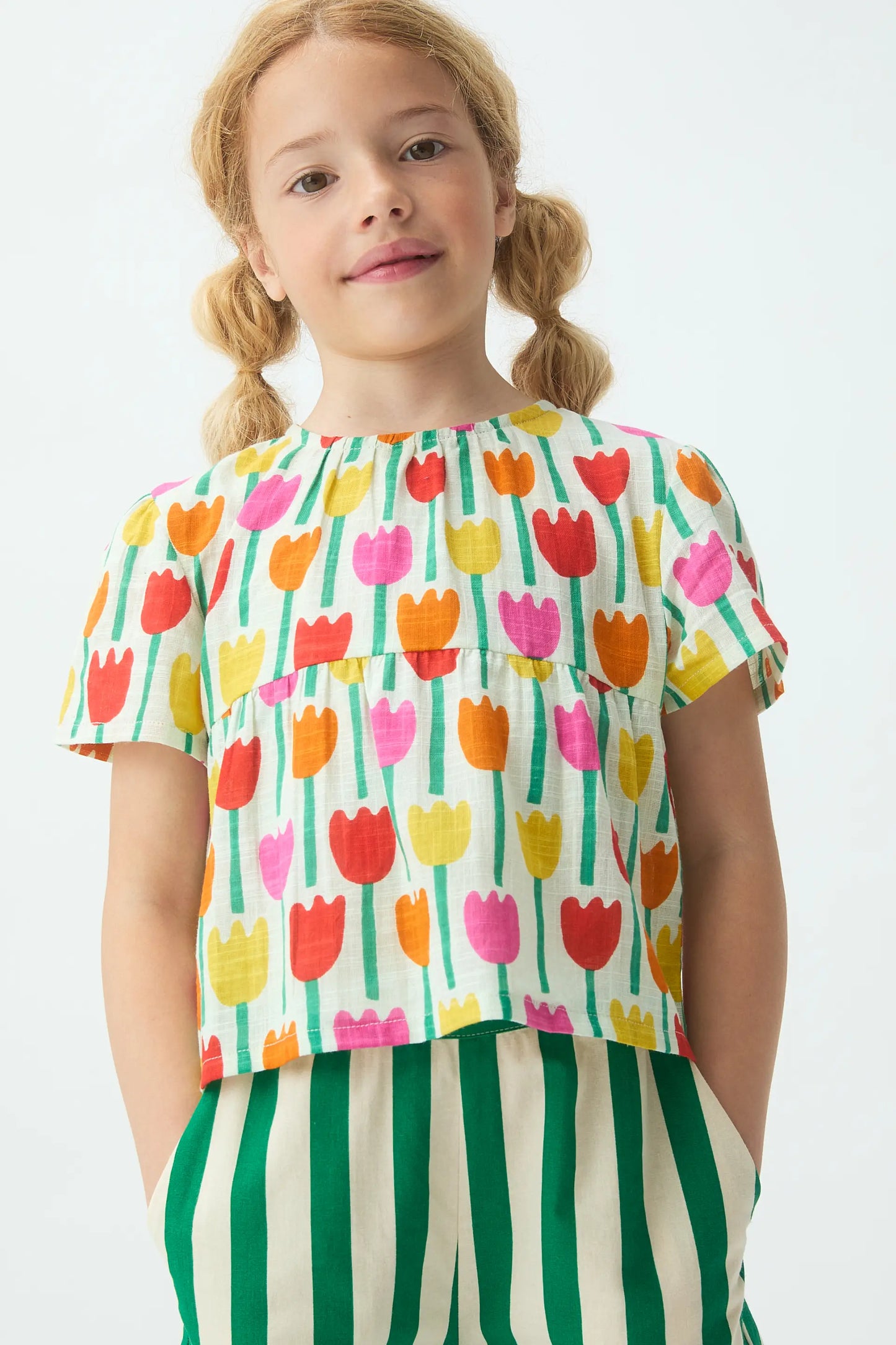 Tulip print girl's top