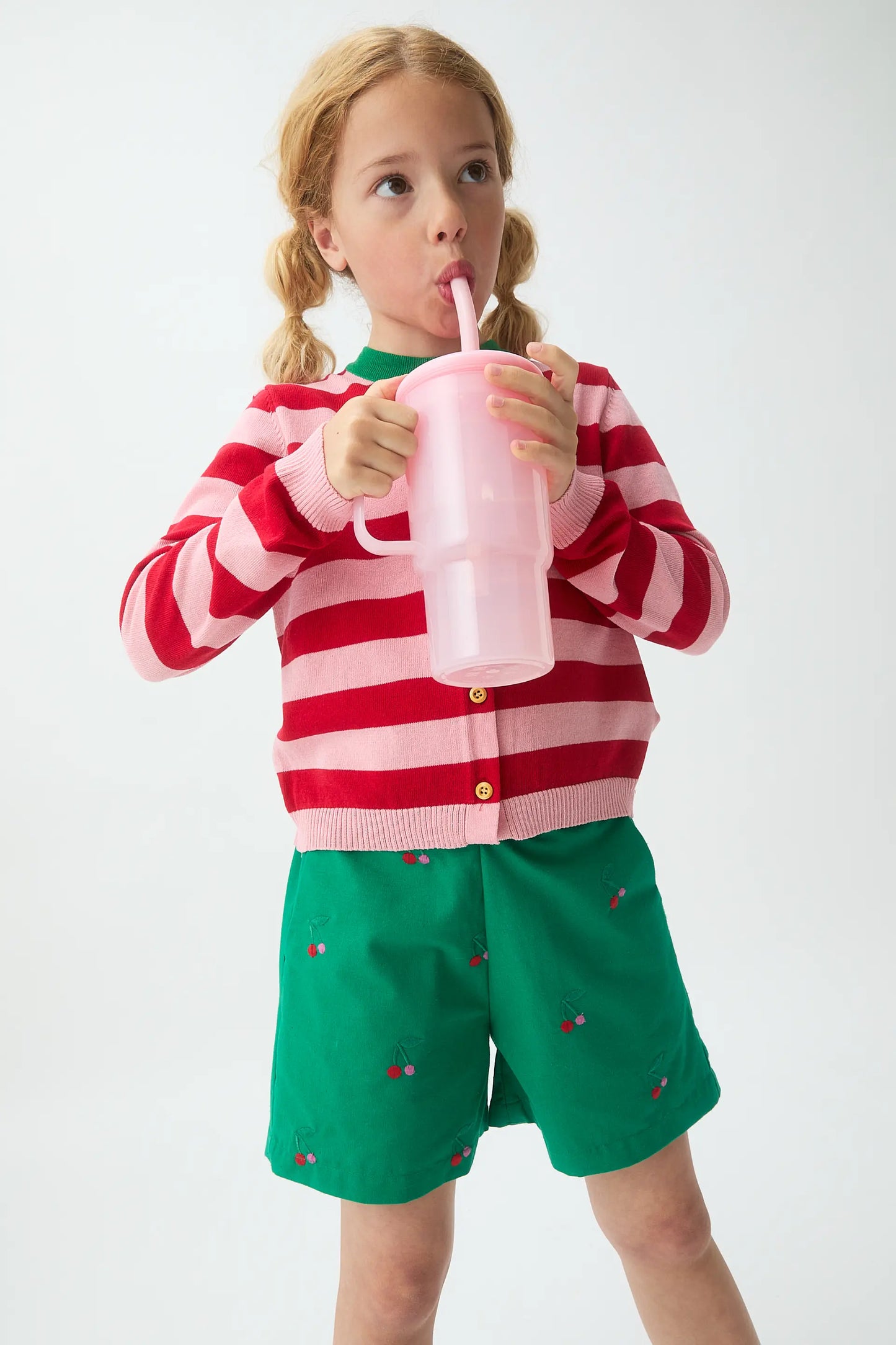 Shorts de niña 100% algodón con estampado Cherries