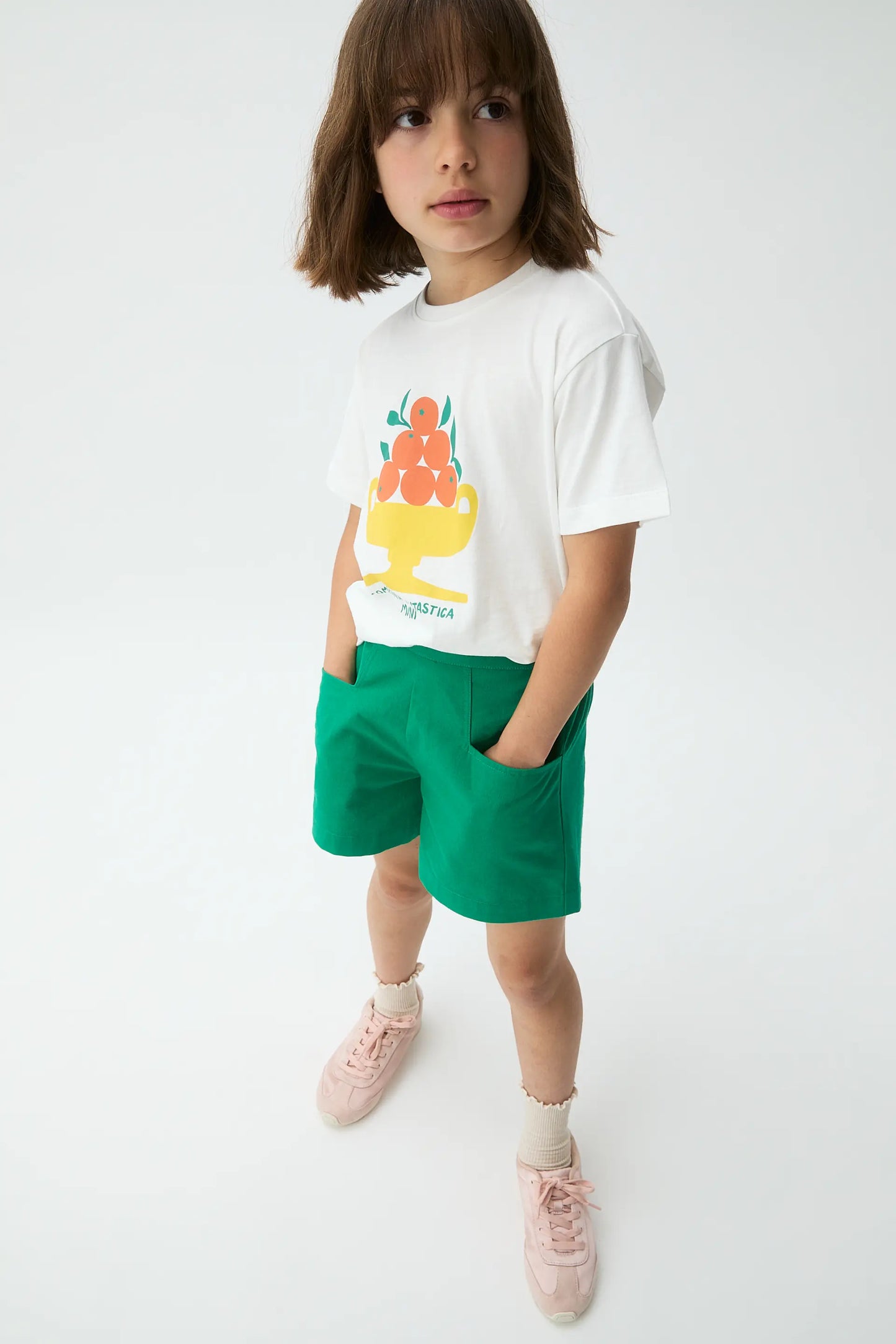 Girls' 100% cotton green shorts