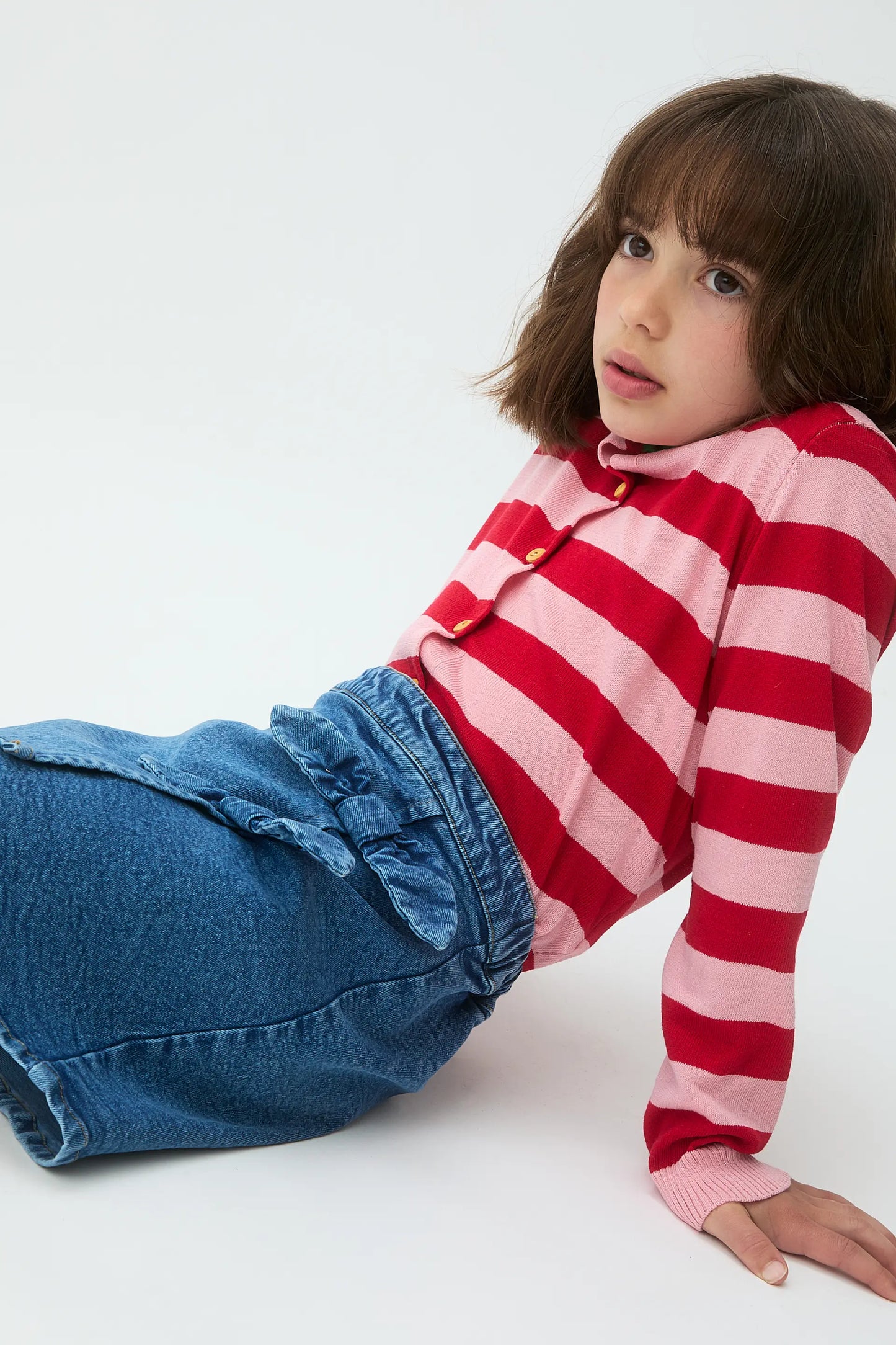 Falda corta de niña denim azul