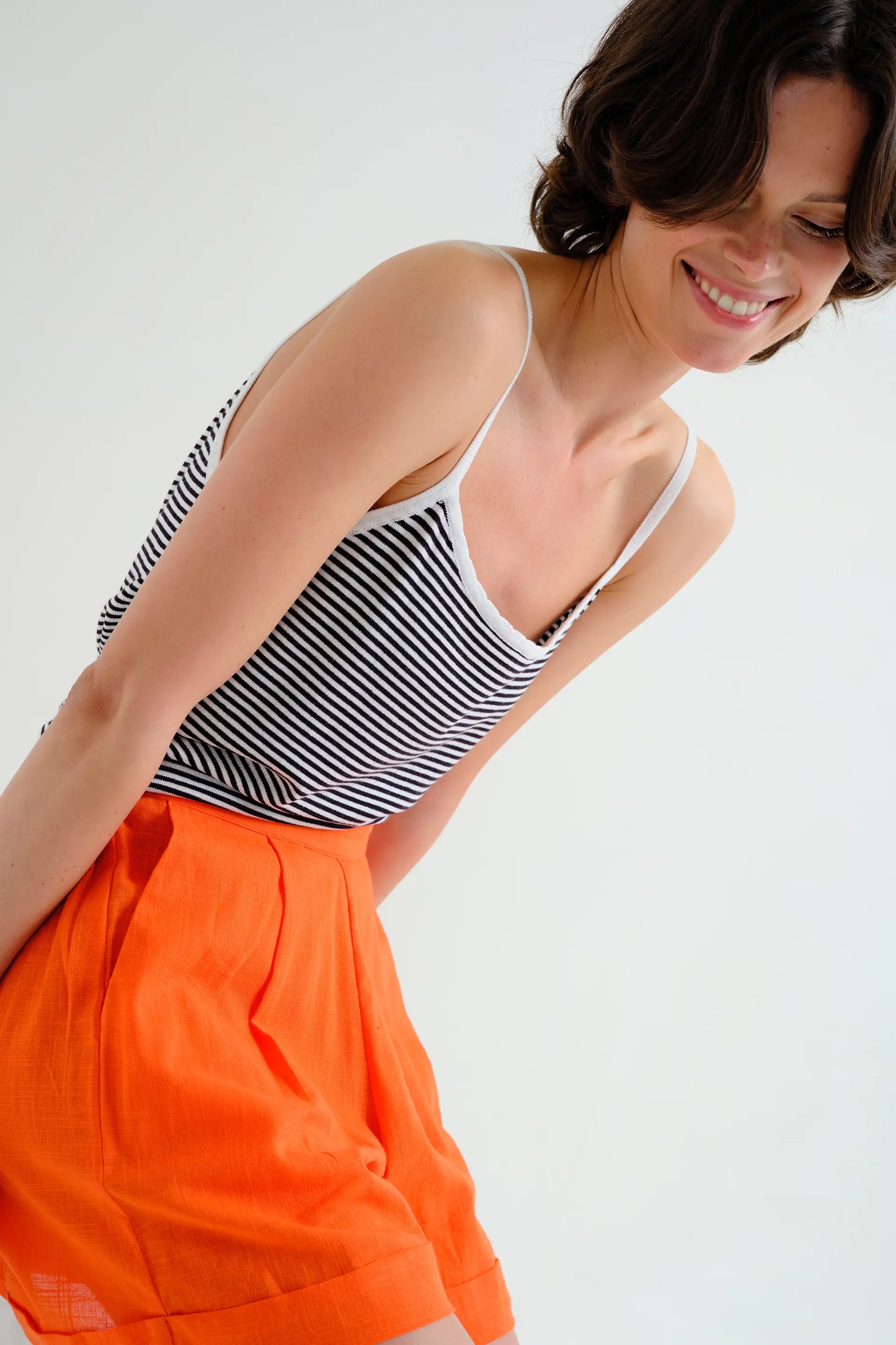 Top with black and white striped print