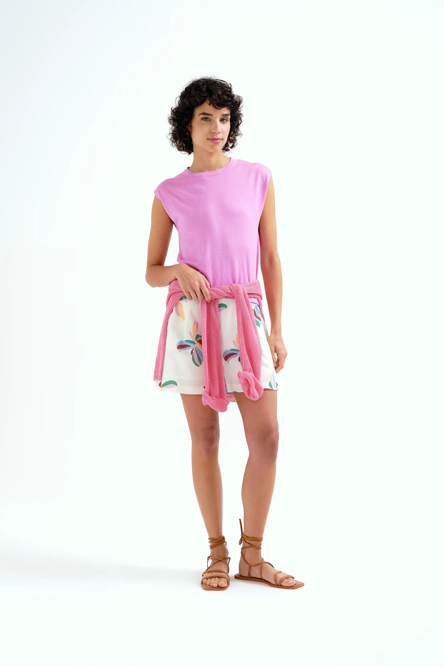 Top in maglia rosa tenue
