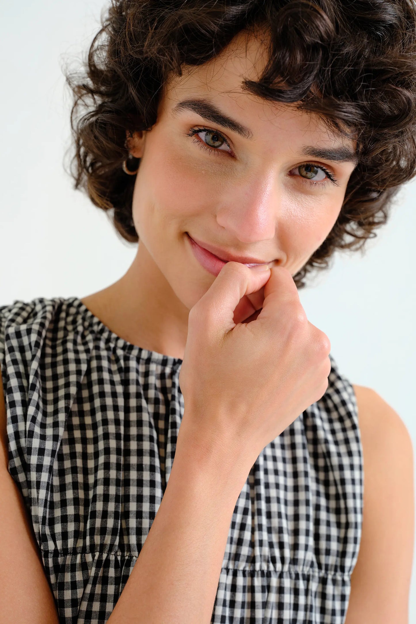 Top cuadros vichy negro