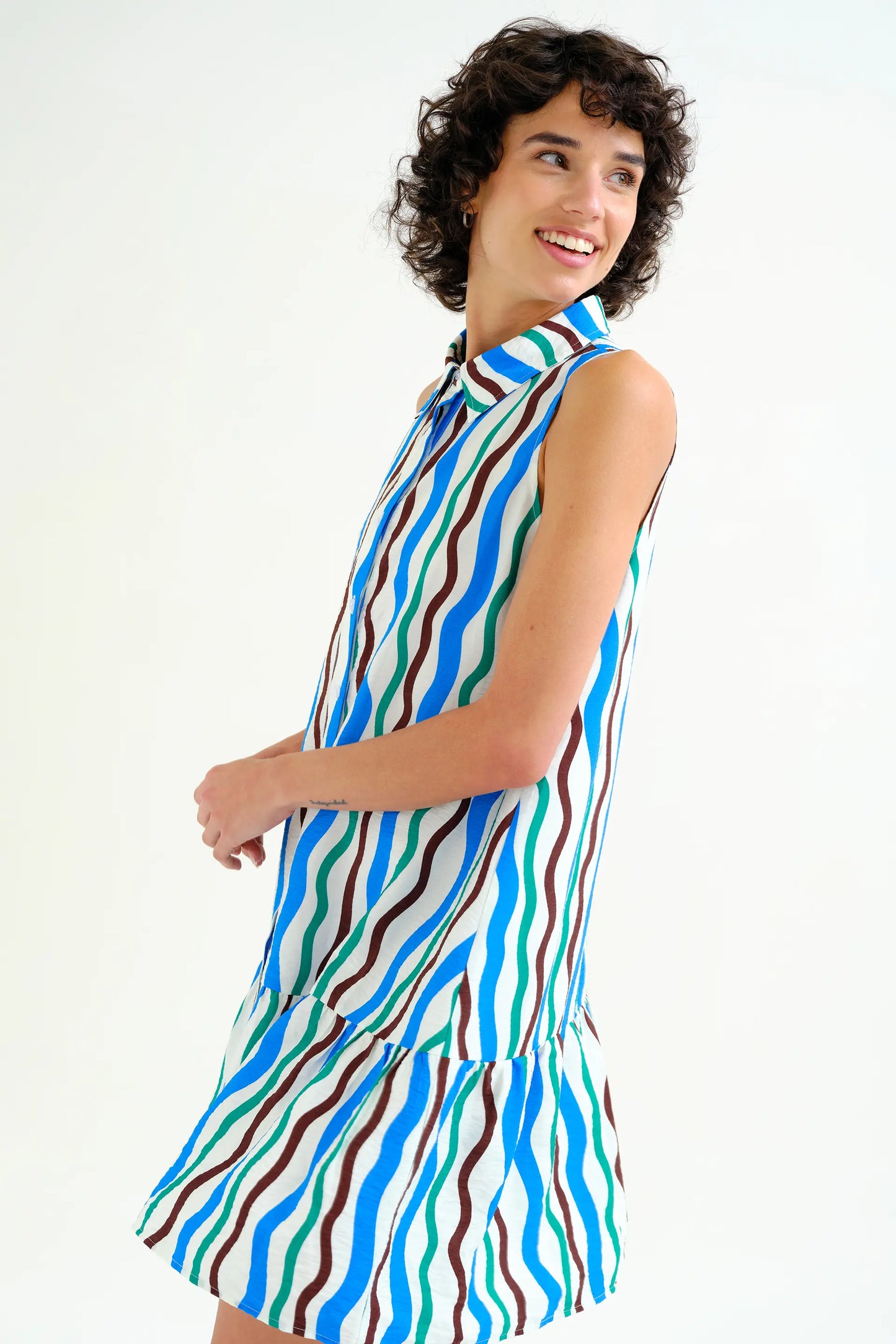 Abito corto con stampa Sea & Mountain