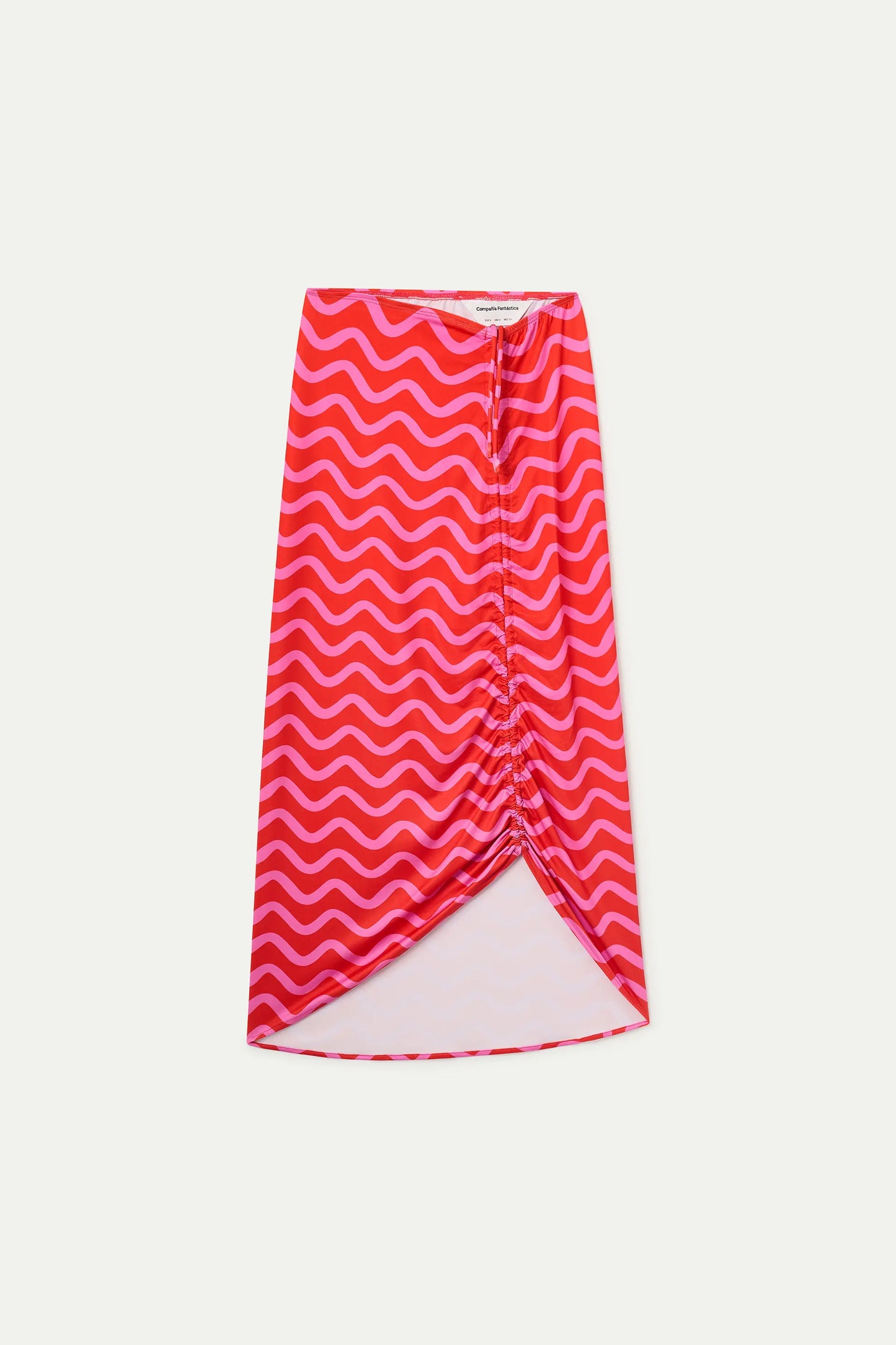 Falda midi con estampado Wave Red & Pink