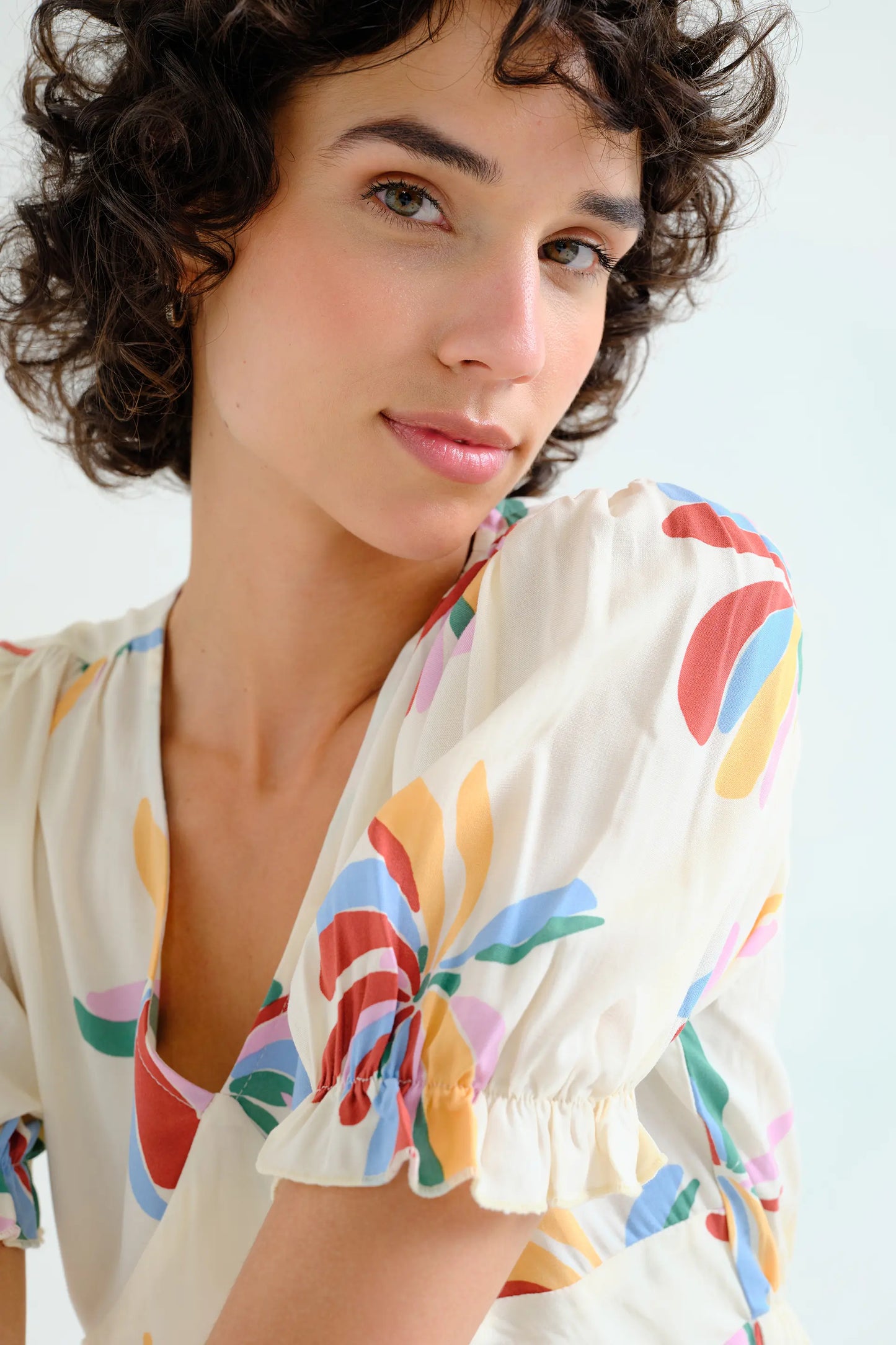 Monarda print short dress