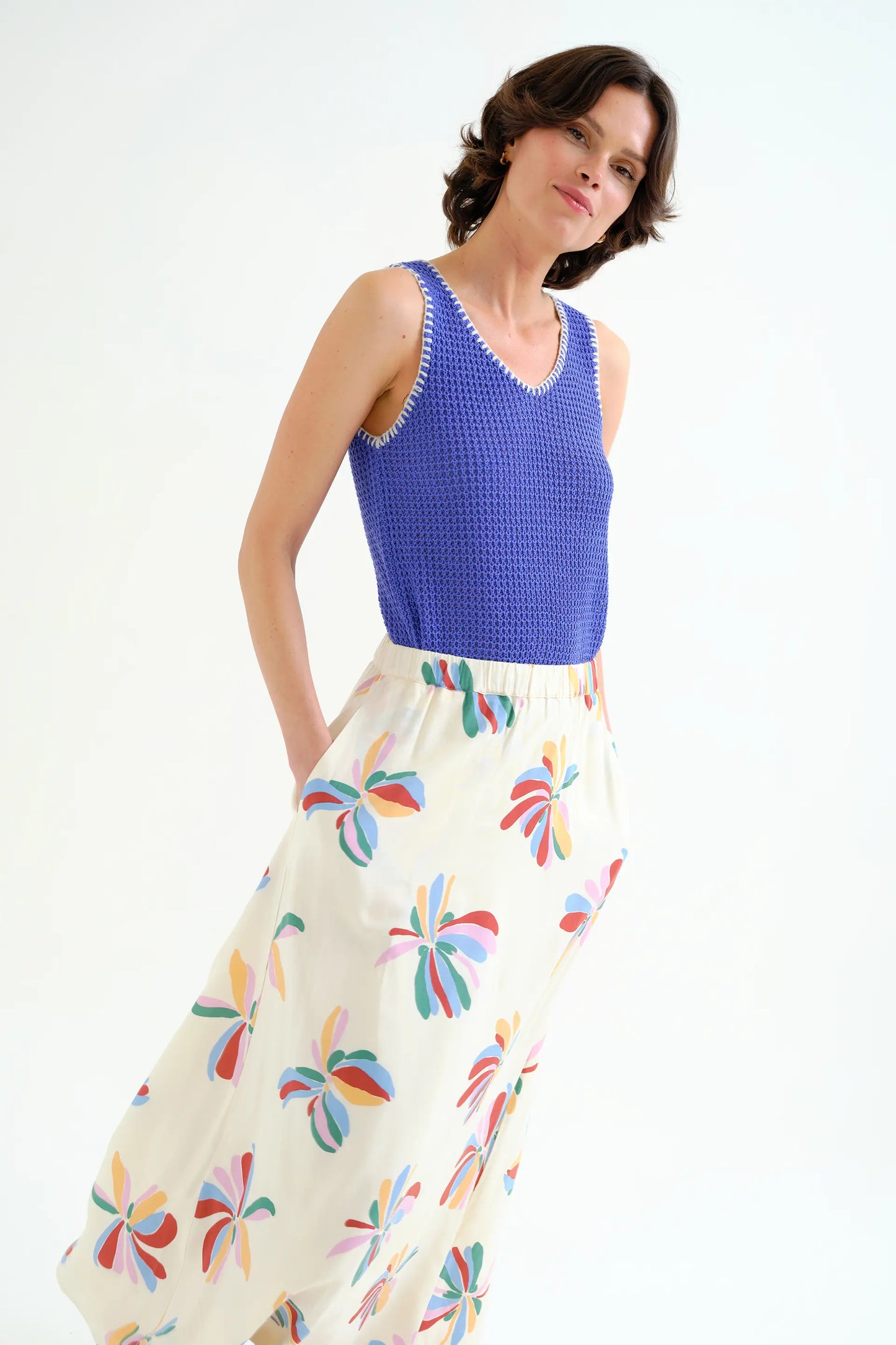 Gonna lunga con stampa Monarda