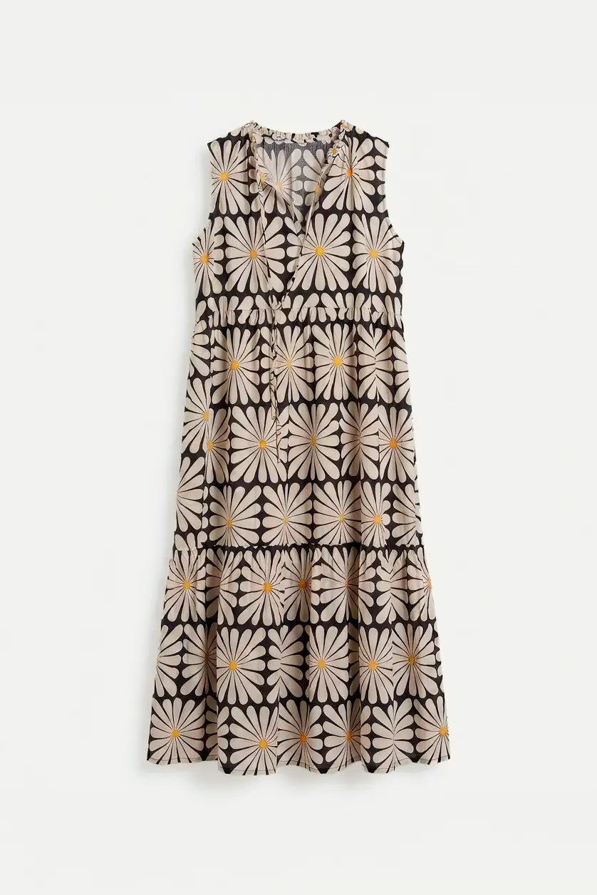 Vestido largo con estampado Olive Flower Black