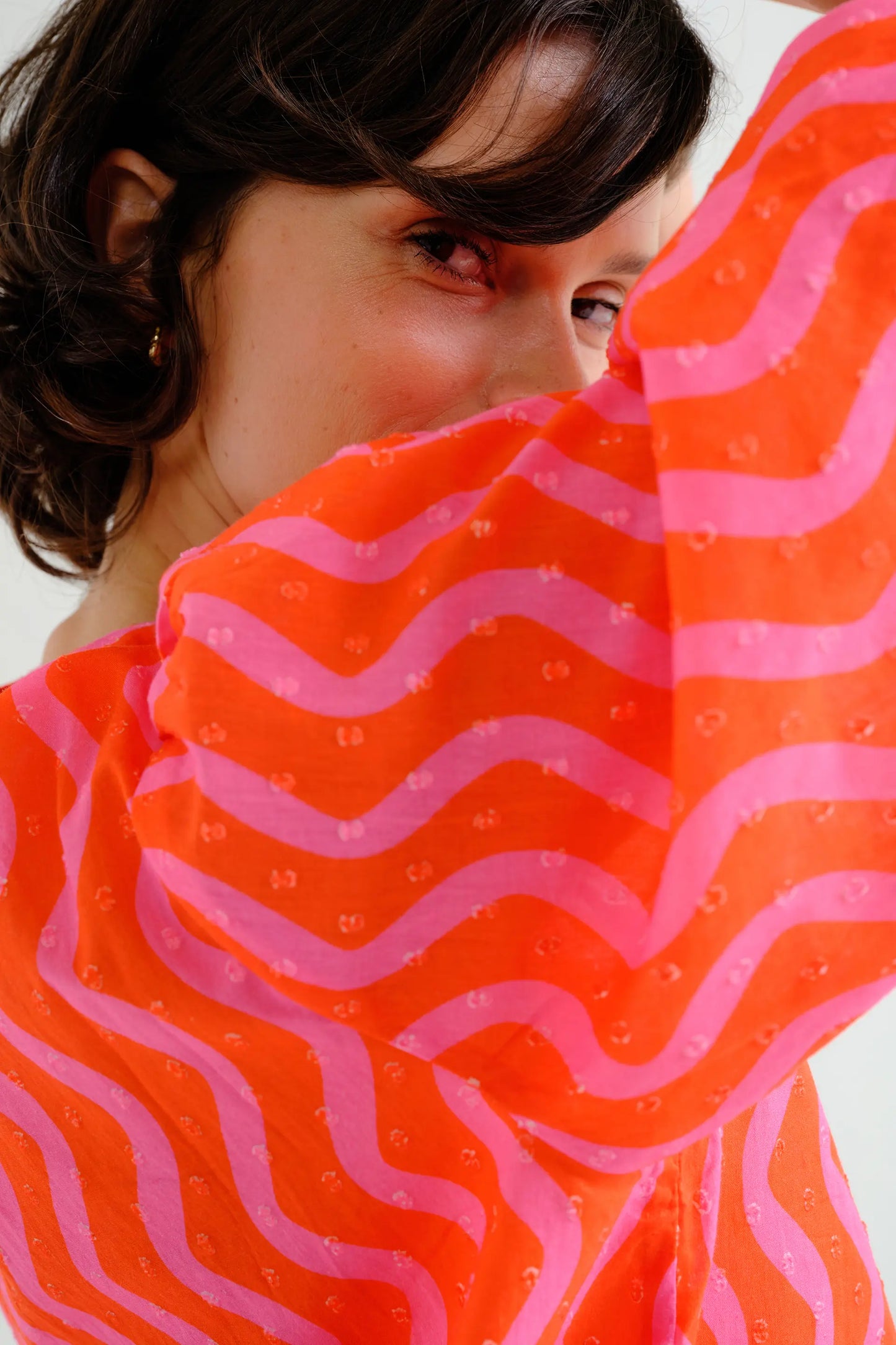 Top da spiaggia con stampa Wave Red & Pink