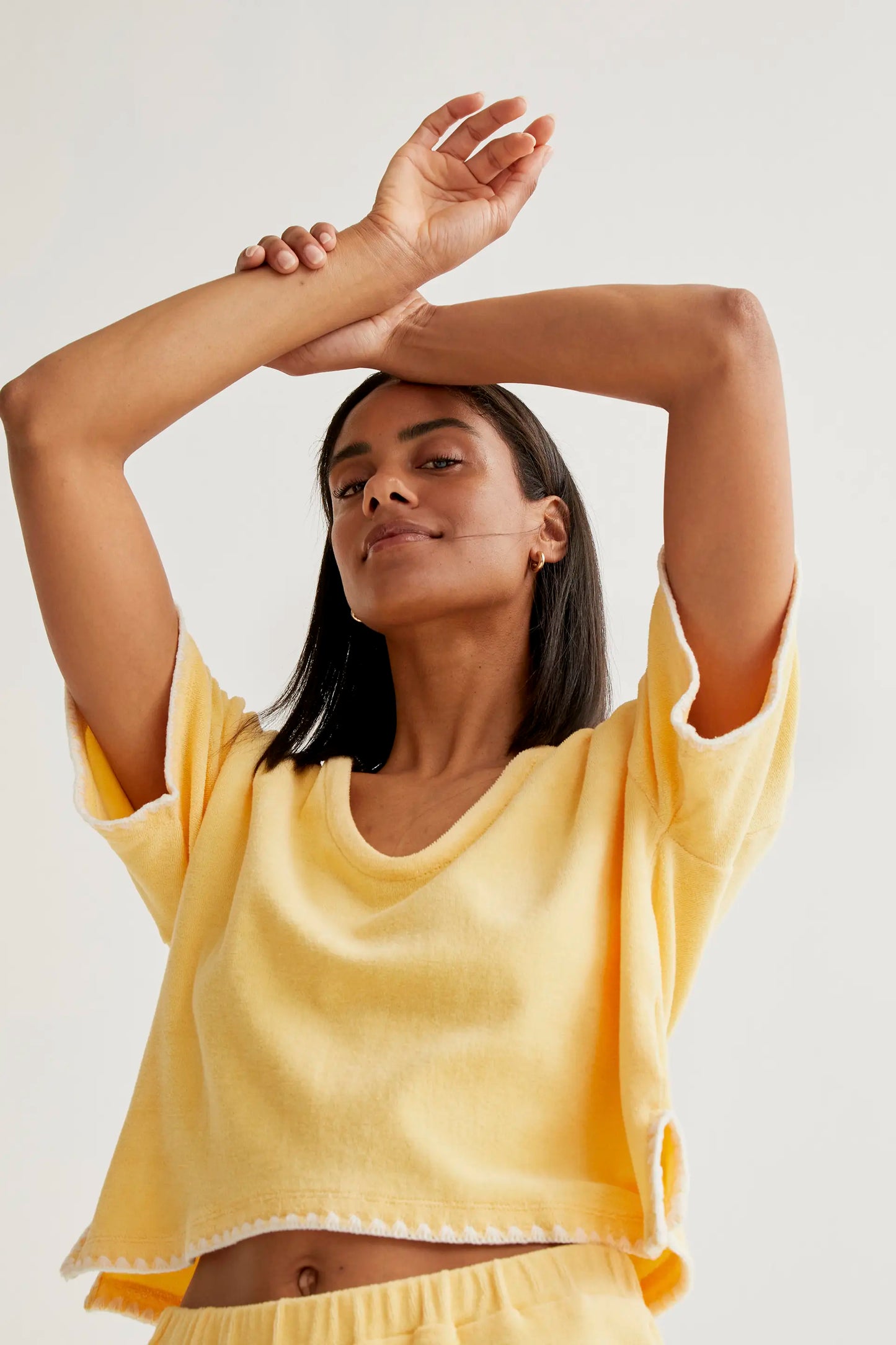 100% cotton beach top in light yellow