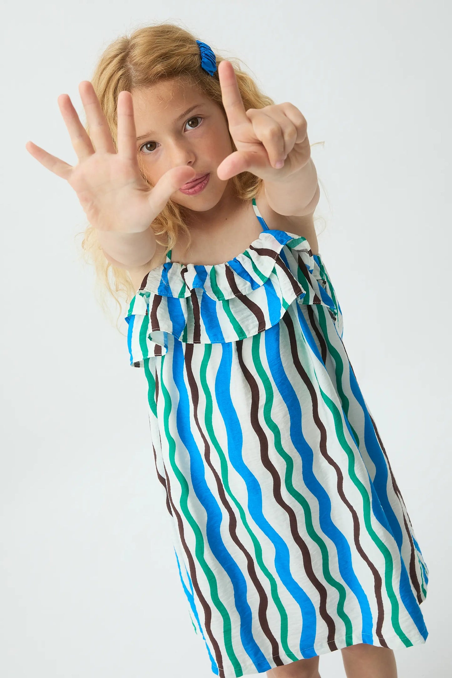 Short dress for girls with Sea & Mountain print