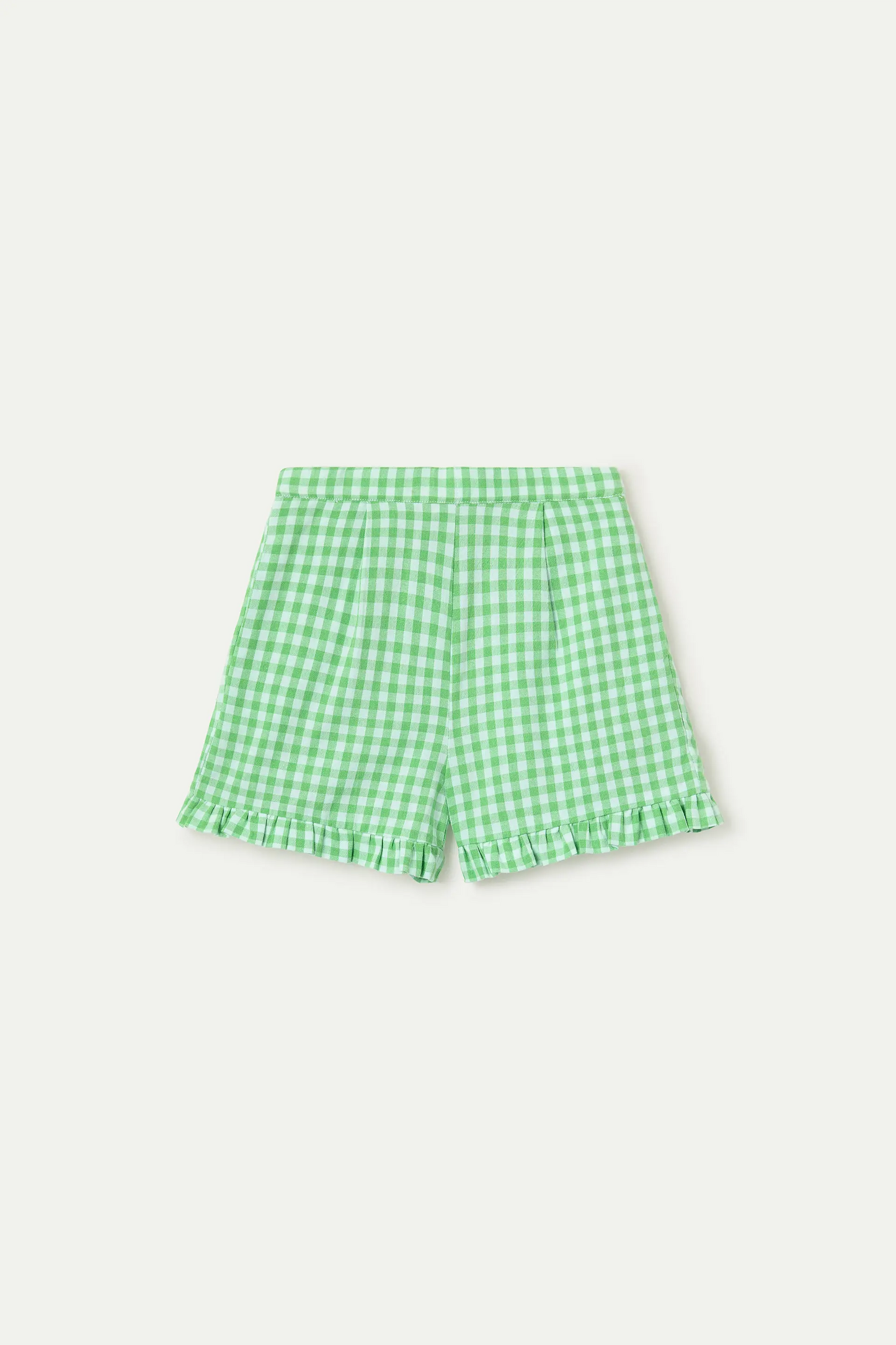 Shorts de niña con estampado vichy verde claro