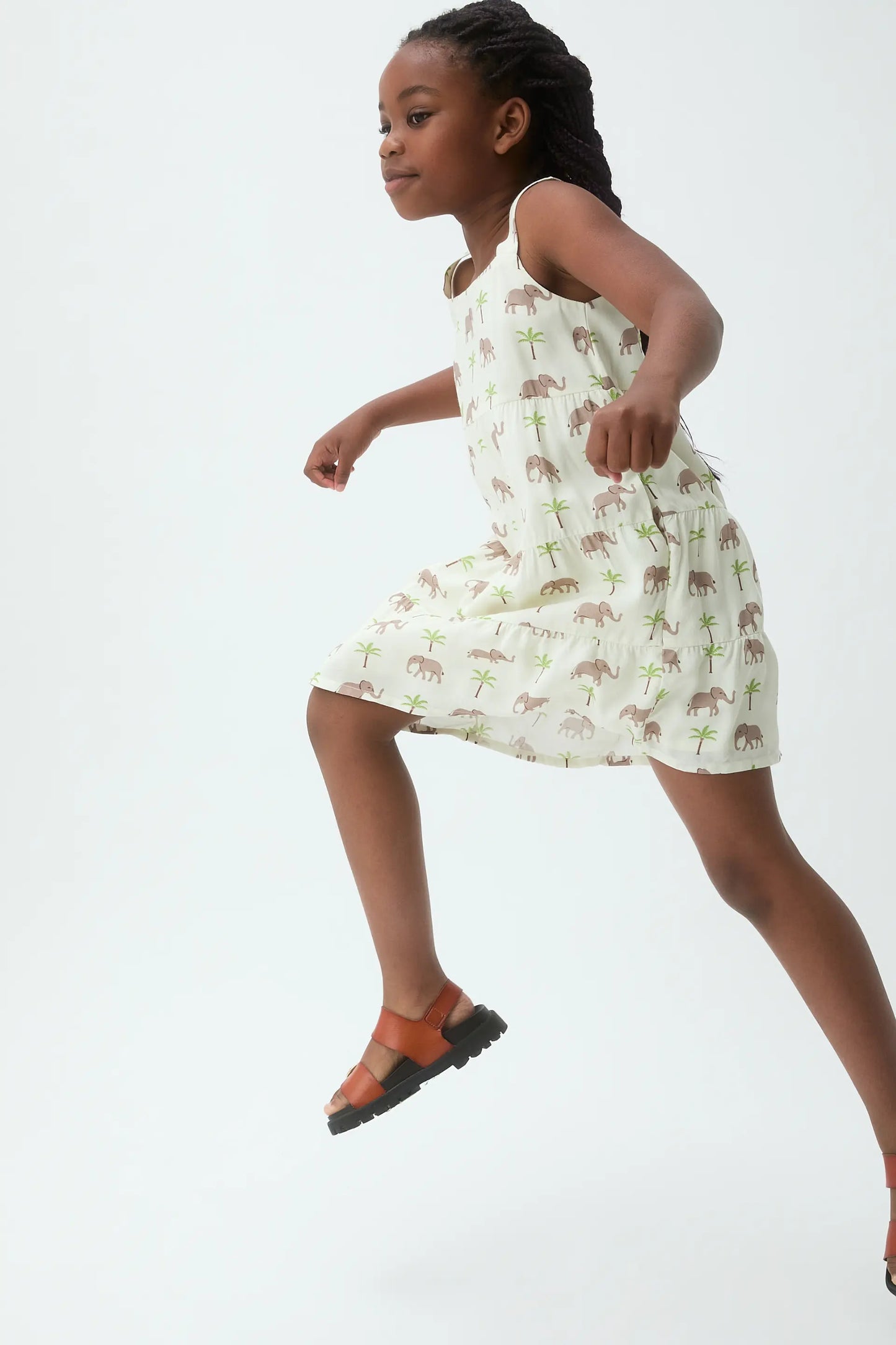 Vestido corto de niña con estampado elefantes