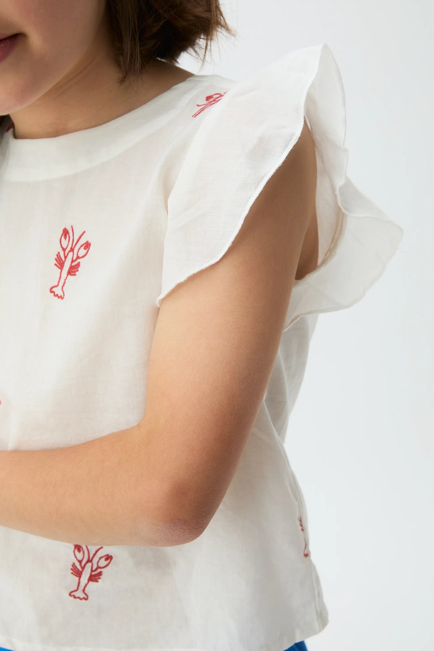 Girls' top with Red Lobster embroidery