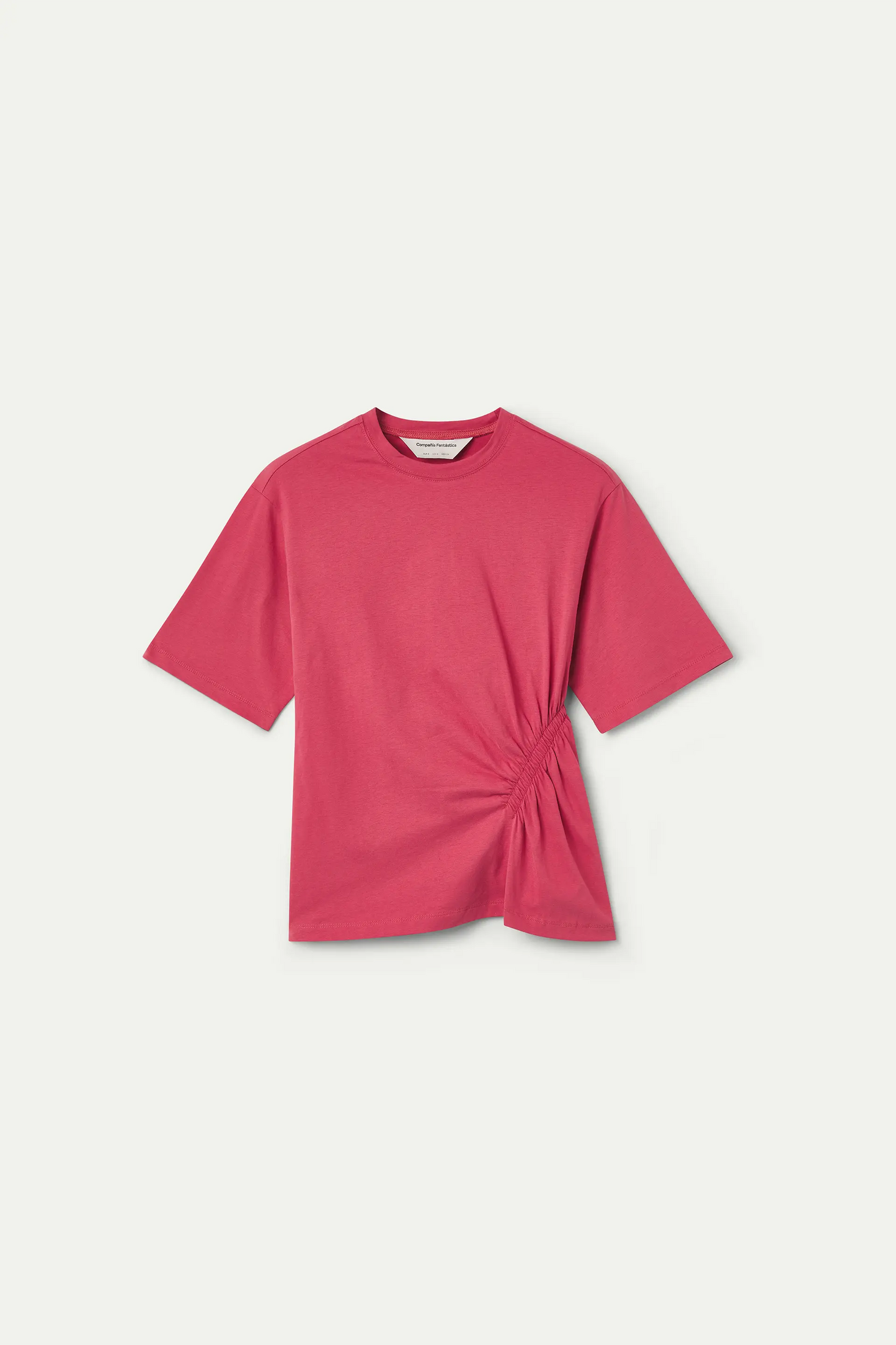 Camiseta 100% algodón rosa con detalle en cintura