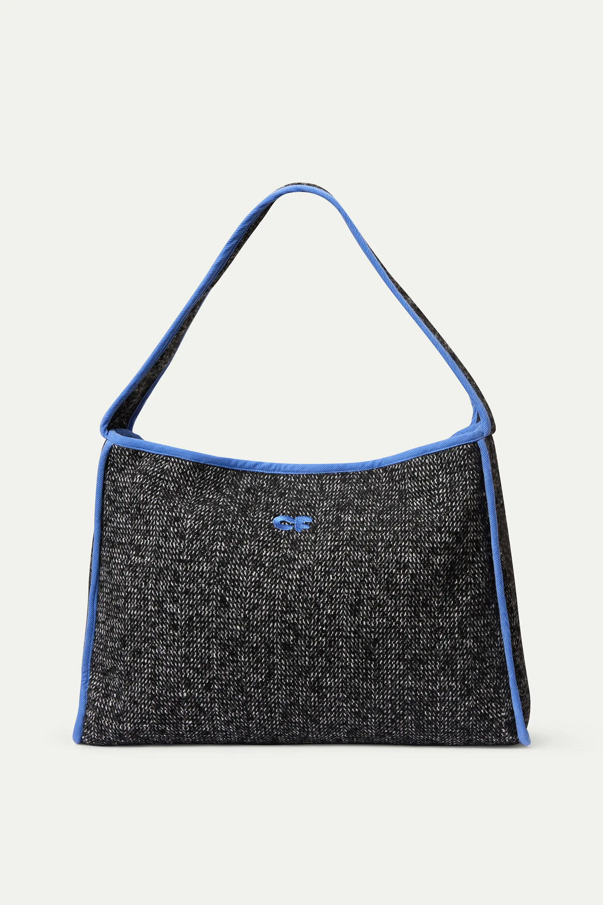 Bolso de hombro tweed negro
