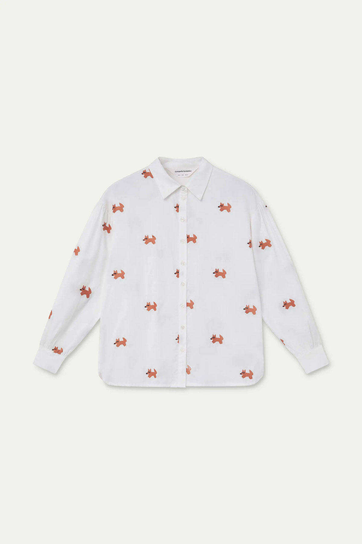 Camisa 100% algodón con bordado de zorritos