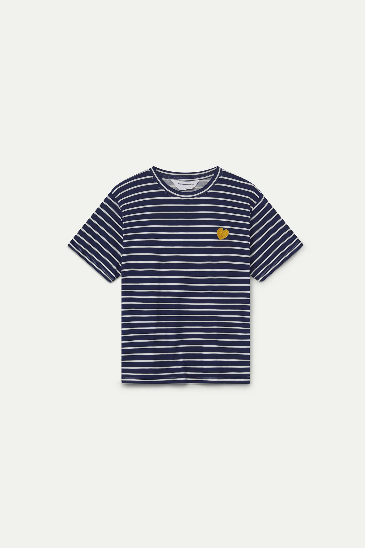 Camiseta 100% algodón con estampado de rayas azul marino