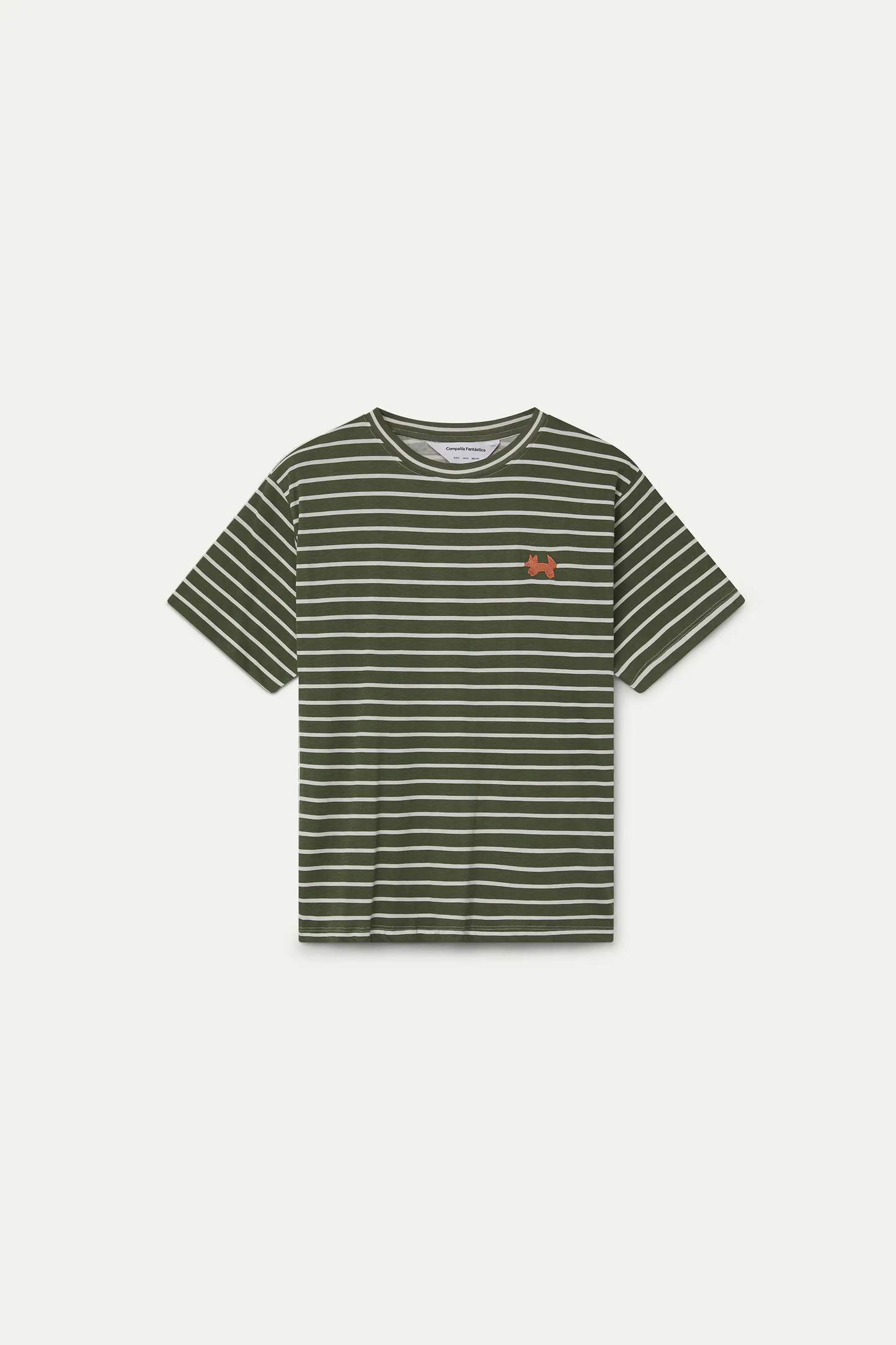 Camiseta 100% algodón con estampado de rayas verde oliva