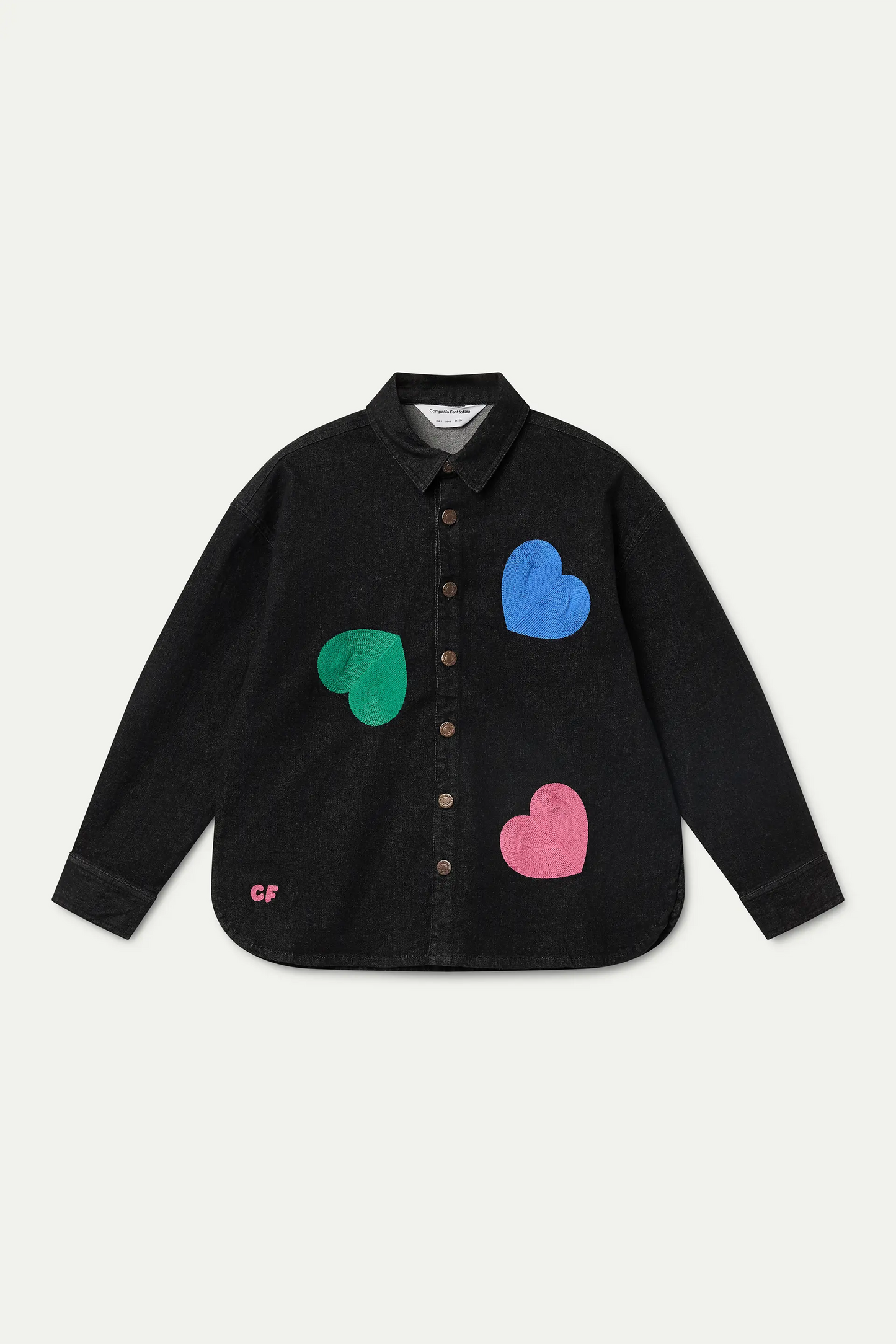 Camisa vaquera negra con estampado Candy