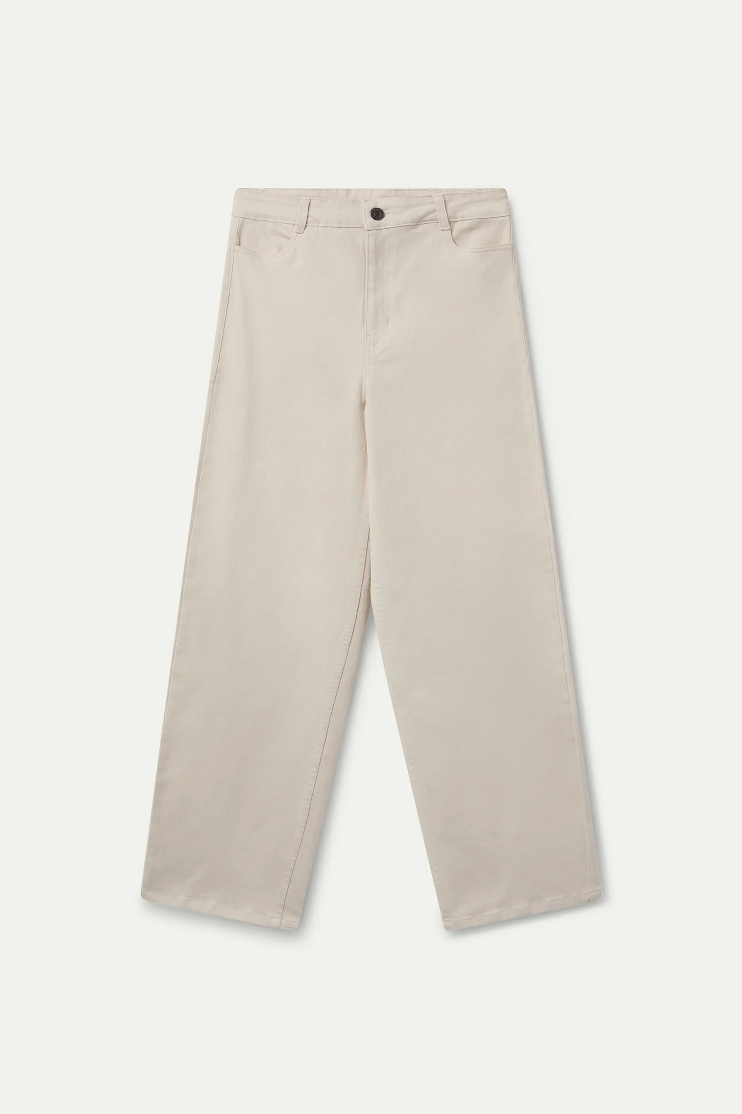 Pantalón vaquero blanco crudo con bolsillos de corazones